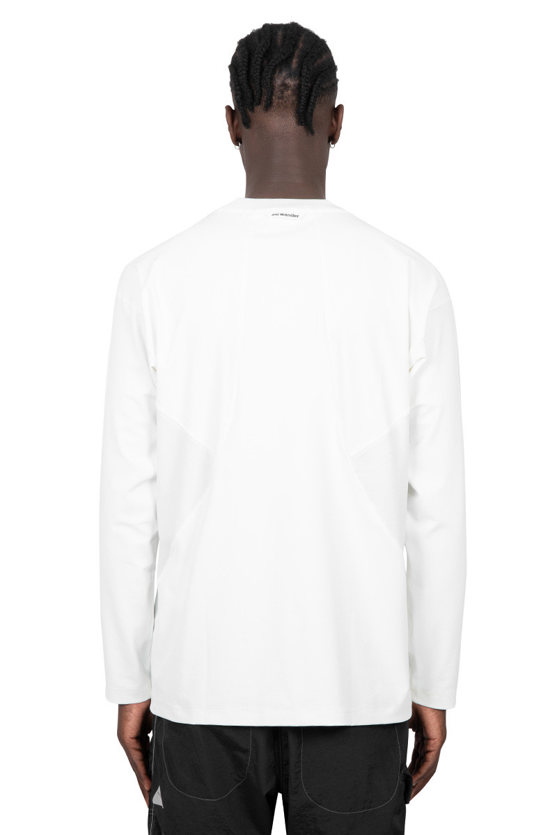 And Wander T-shirt logo manche longue blanc