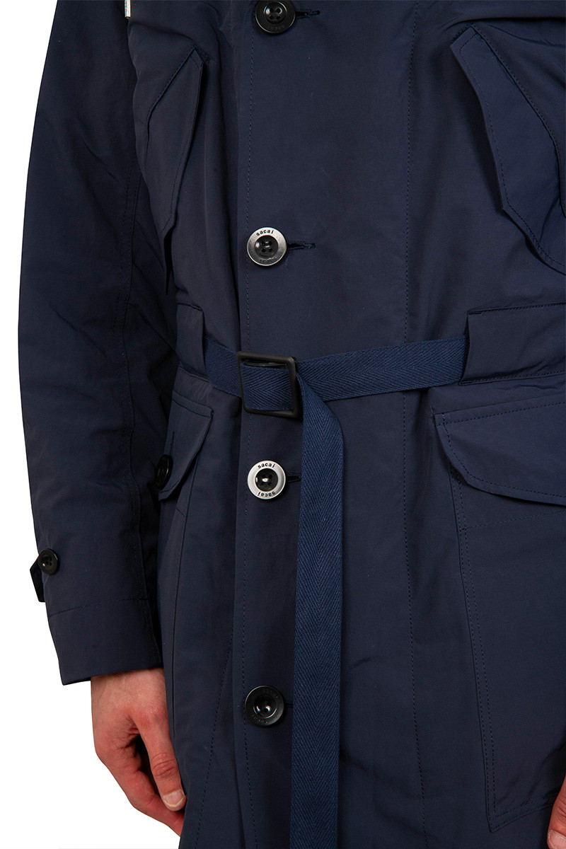 Sacai Navy and khaki rip stop reversible coat