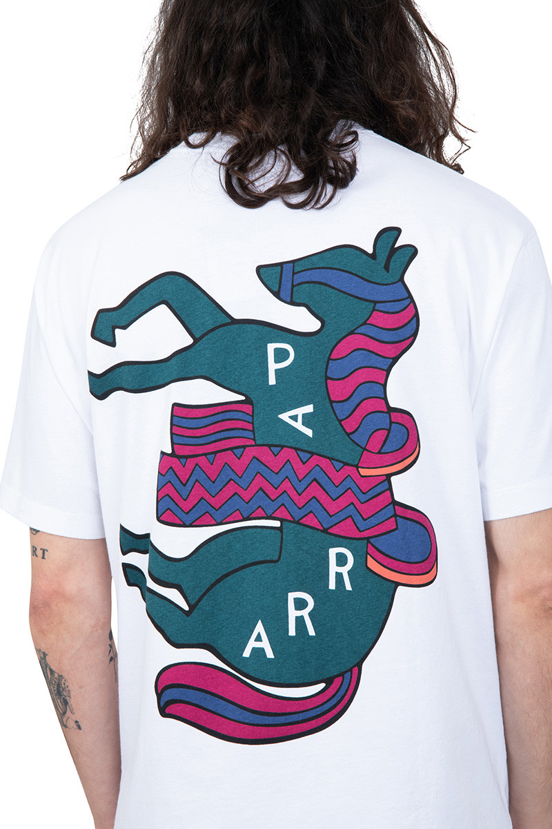 By Parra White fancy horse t-shirt