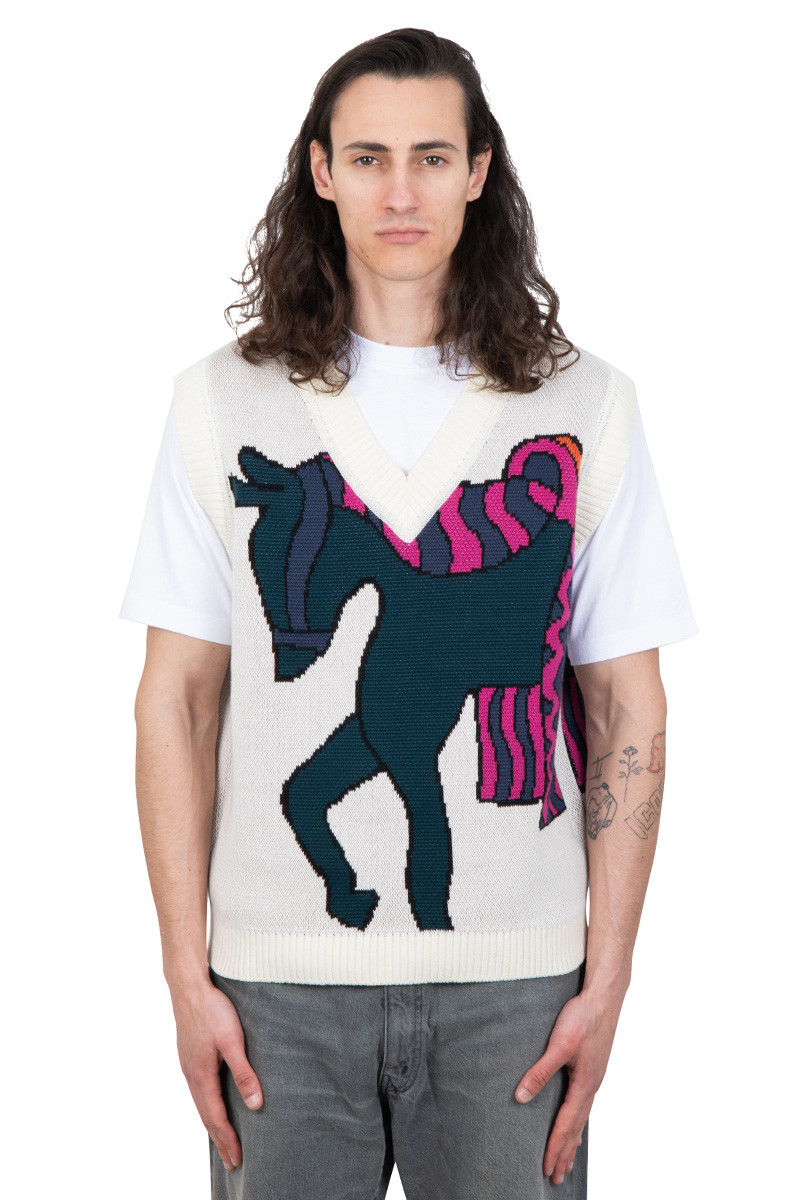 By Parra White knitted horse knitted spencer