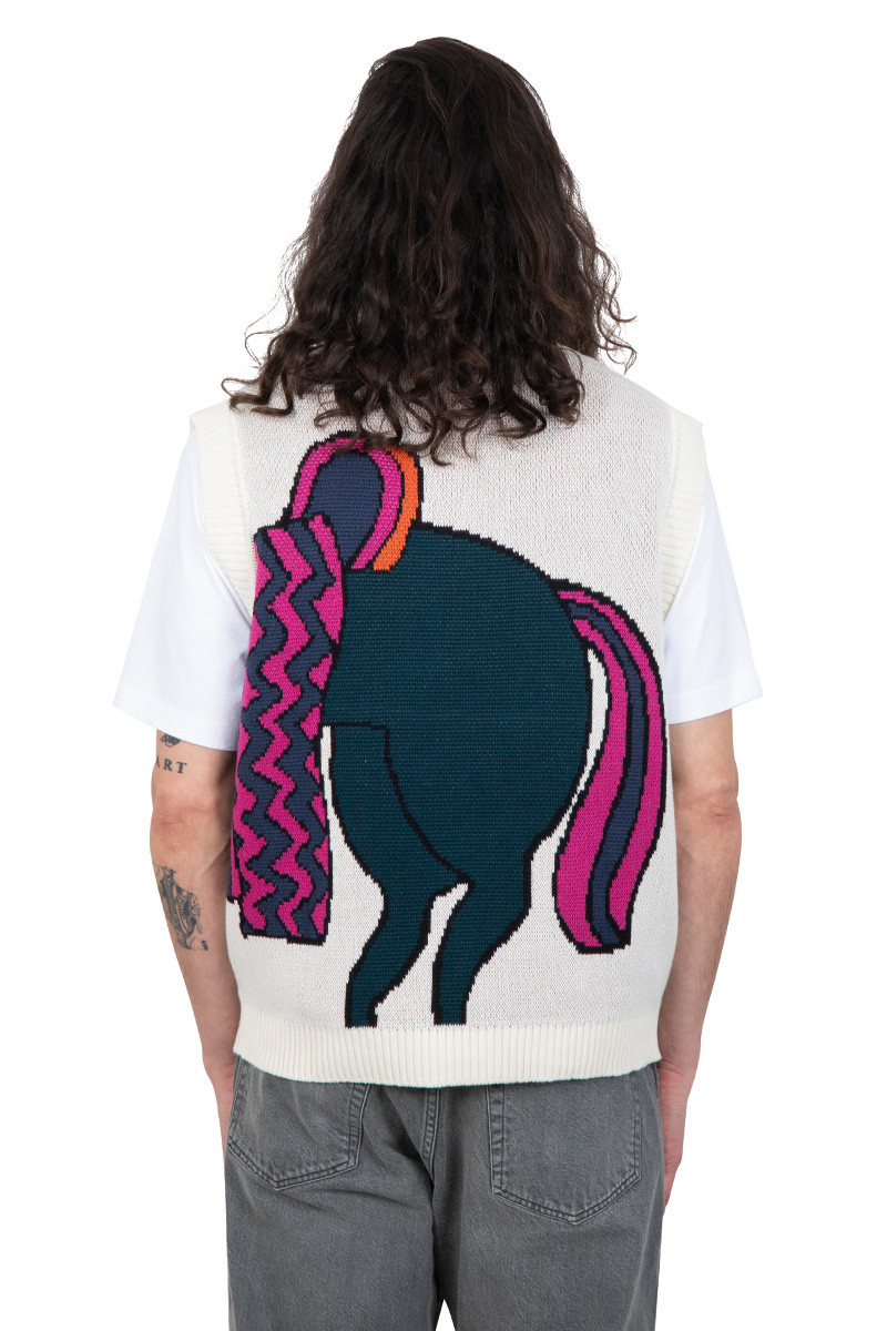 By Parra White knitted horse knitted spencer