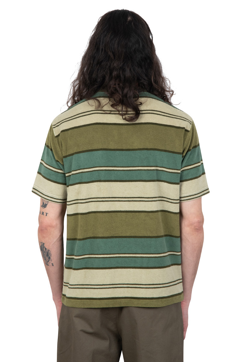 BEAMS + T-shirt à poches rayé vert