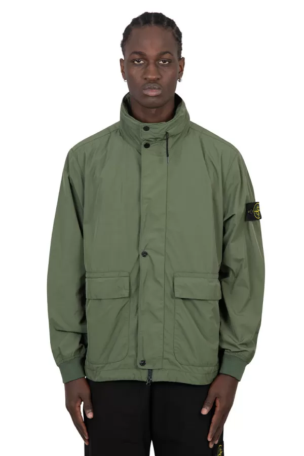 Green concealed hooded jacket