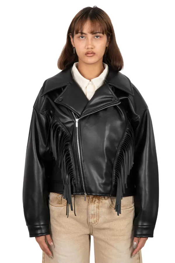 Black athena biker jacket