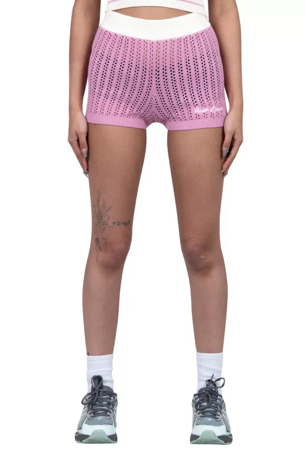Pink cup knit hotpants