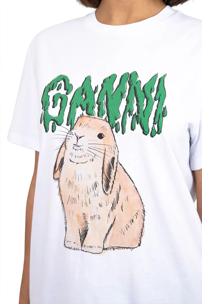 GANNI T-shirt lapin blanc