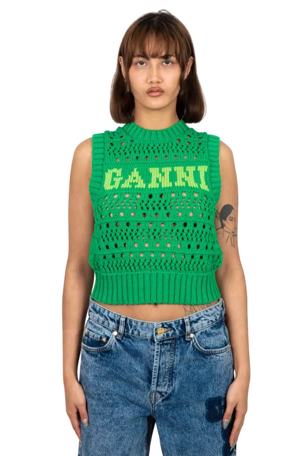 Green short sleeveless knit