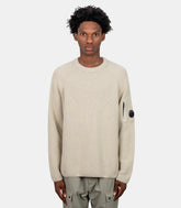 Sweatshirt with waffle knit lens