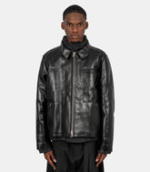 Leather puffer jacket