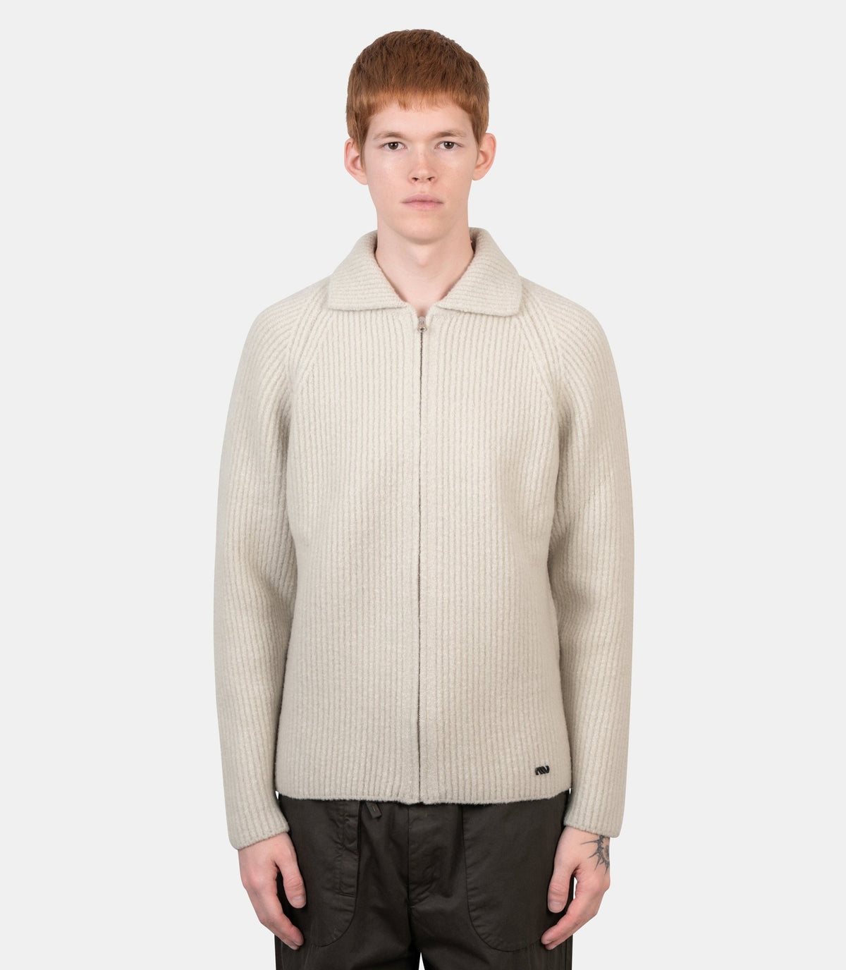 Cardigan boucle felted yarn-21MMKN016A-110784A-120-M-Massimo osti