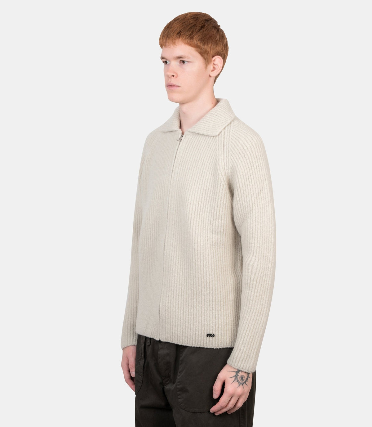 Cardigan boucle felted yarn-21MMKN016A-110784A-120-M-Massimo osti