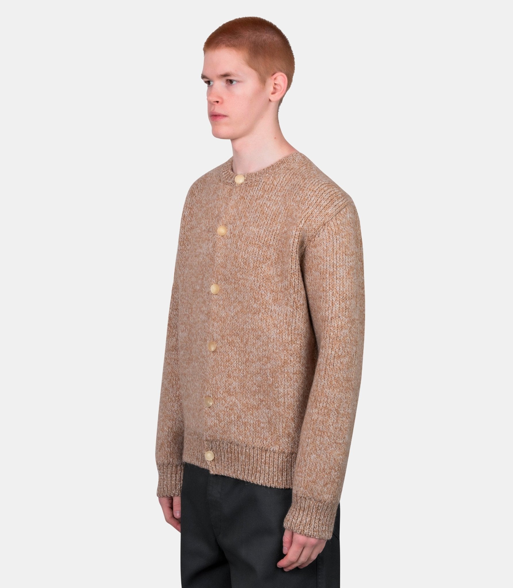 Cardigan en laine double - face - A25AC01TA-Beige-4 - Auralee