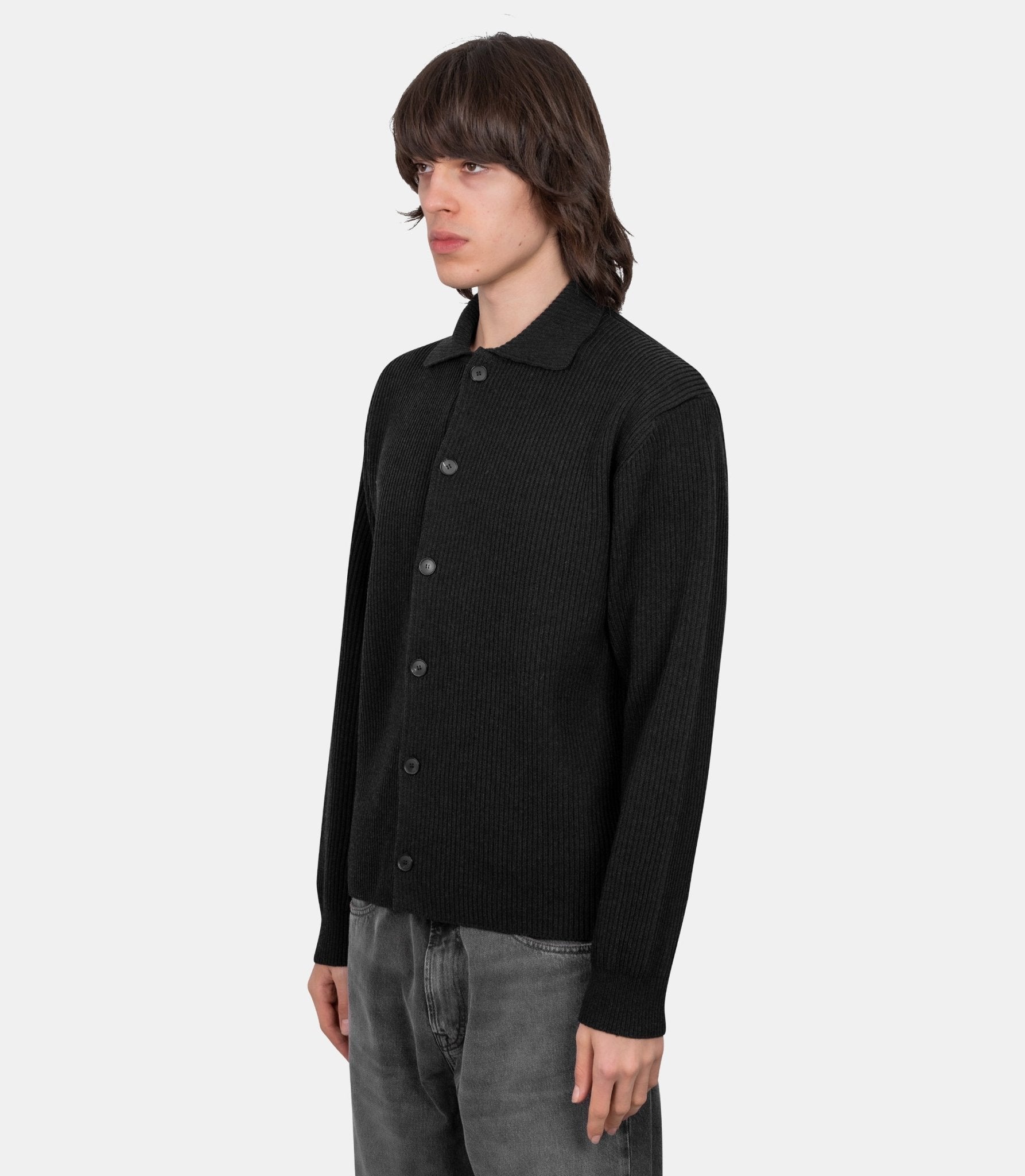 Cardigan en maille - A25AC01RK-black-4 - Auralee