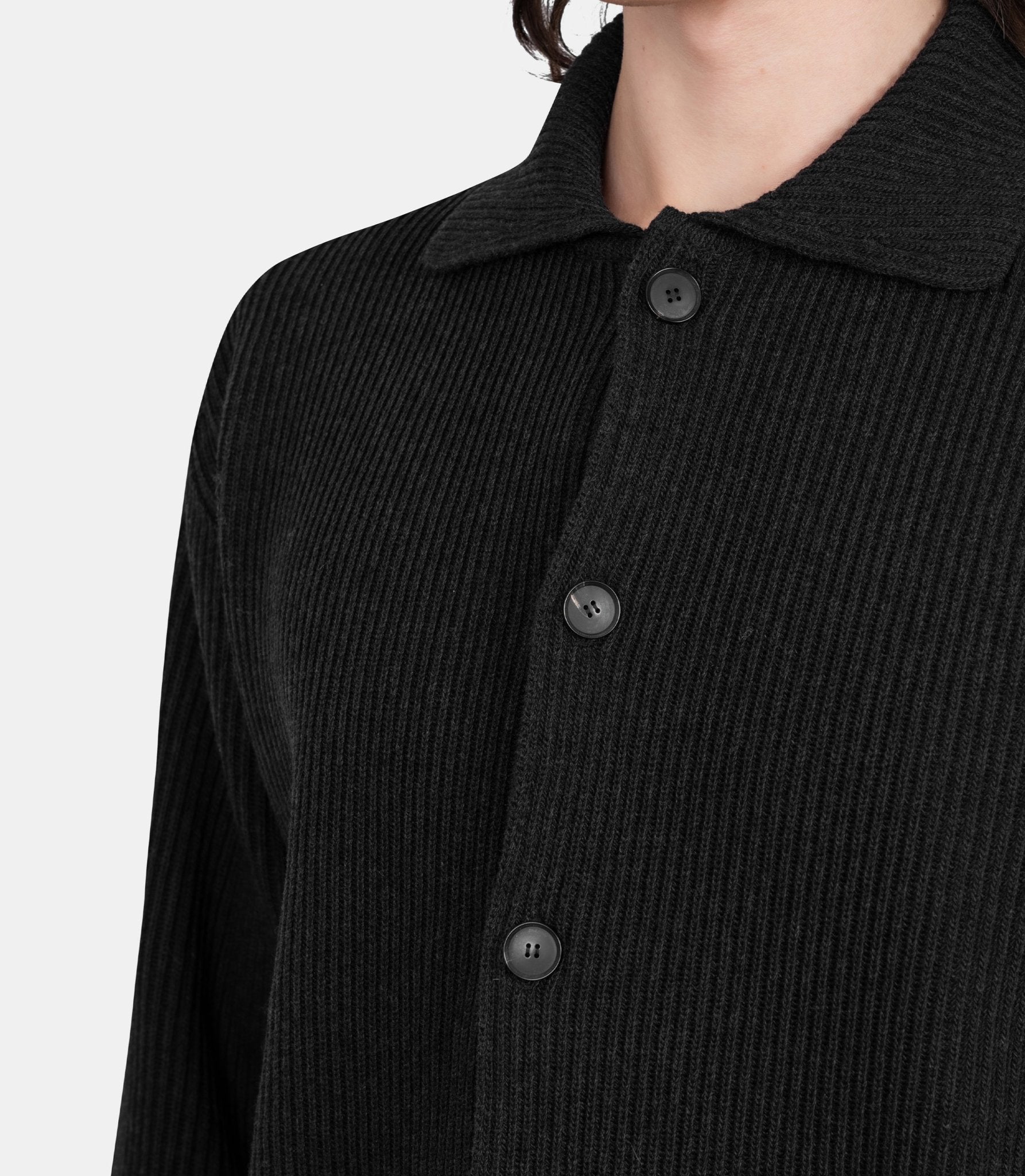 Cardigan en maille - A25AC01RK-black-4 - Auralee