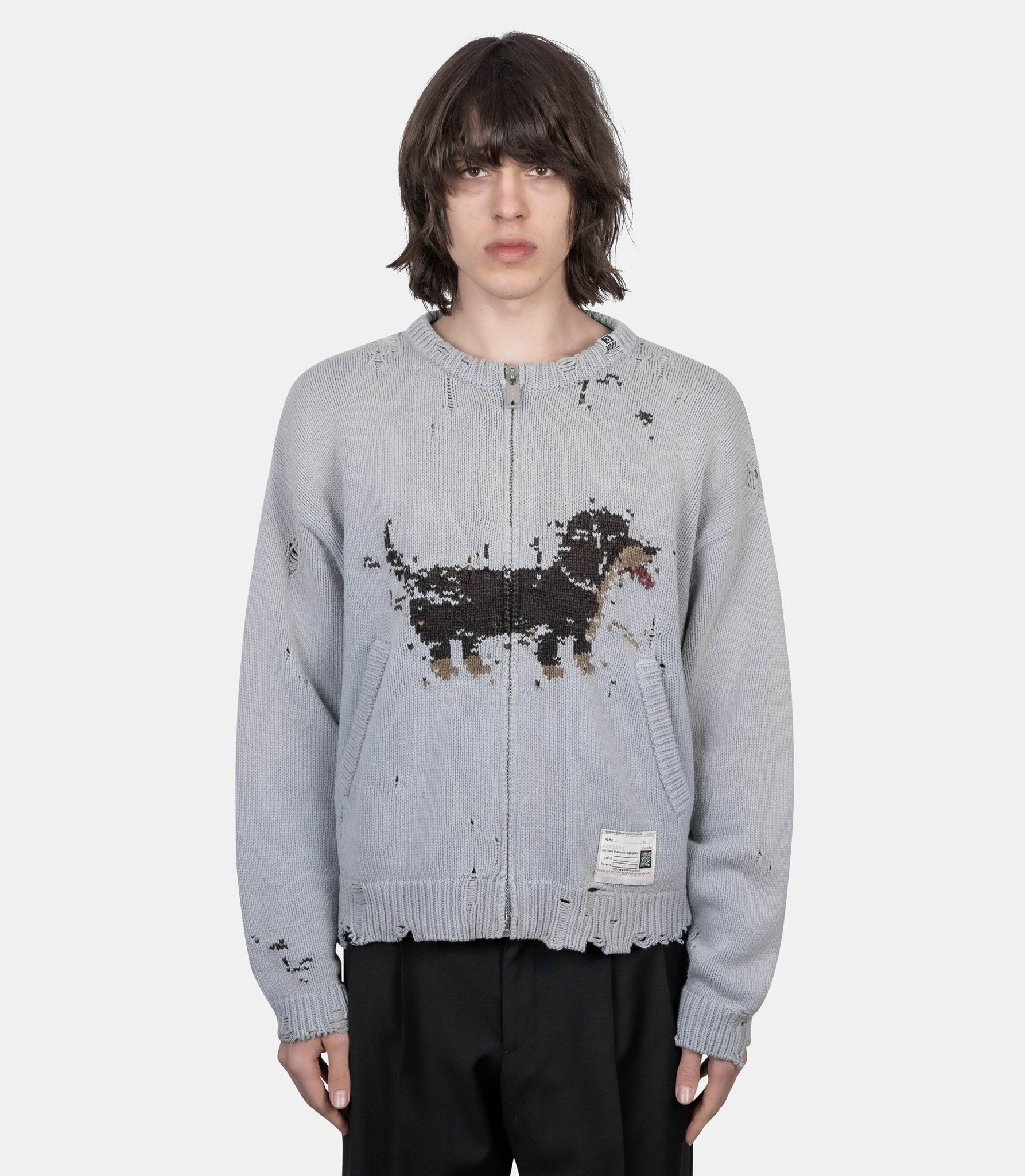 Cardigan jacquard chien - A16CD501-B-46 - Mihara yasuhiro