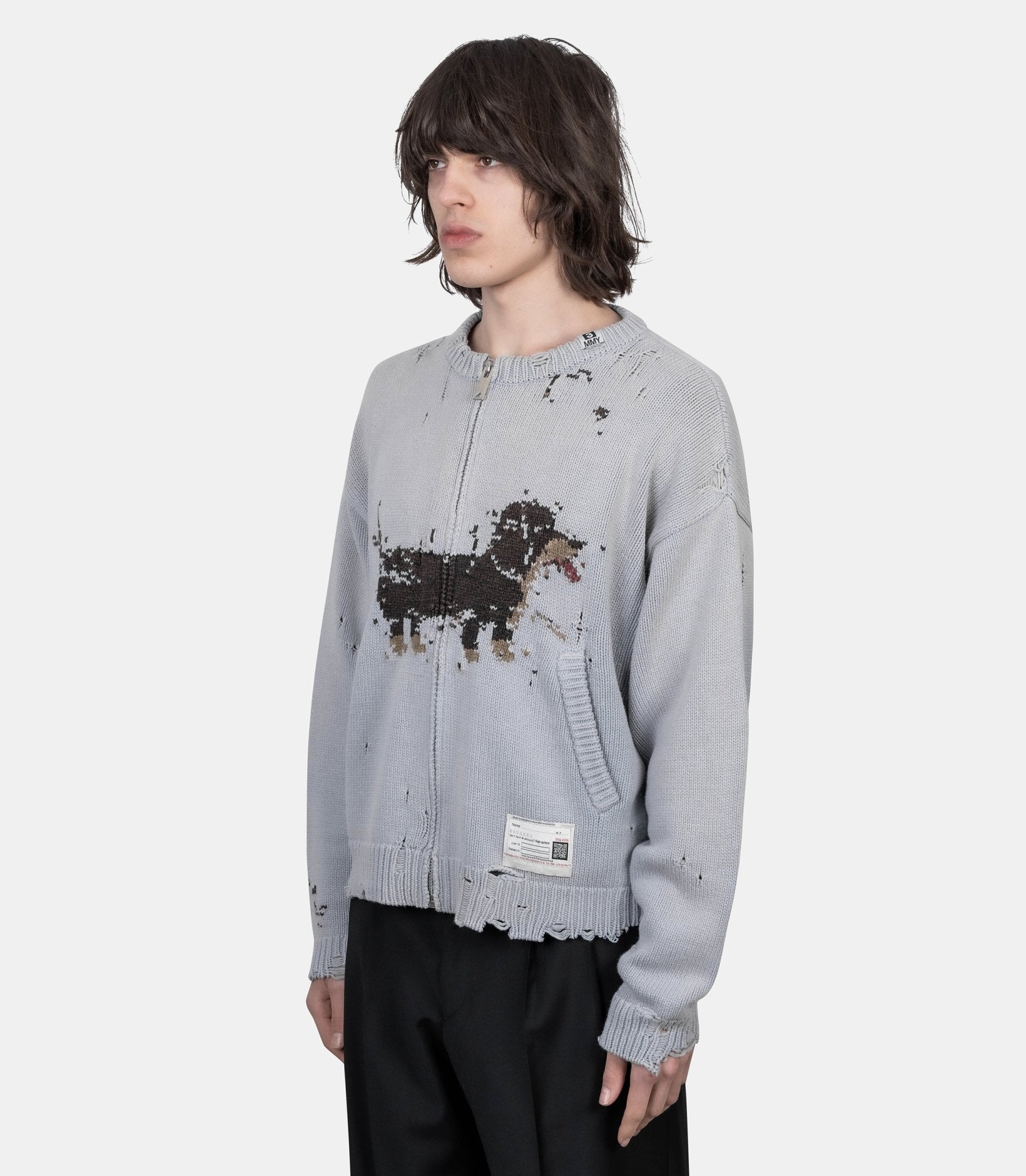 Jacquard dog cardigan - Mihara yasuhiro - Family 3.0