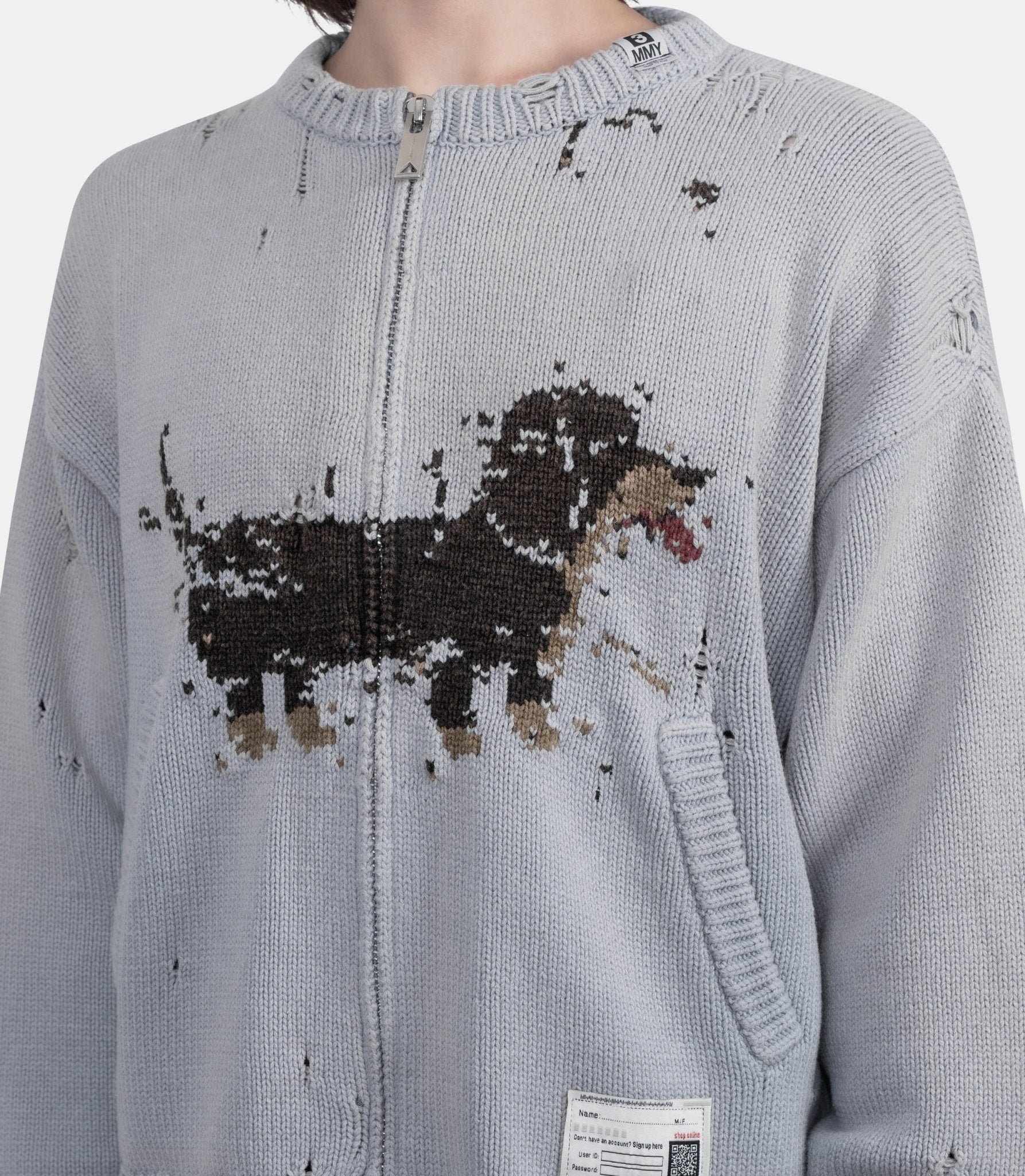 Jacquard dog cardigan - Mihara yasuhiro - Family 3.0