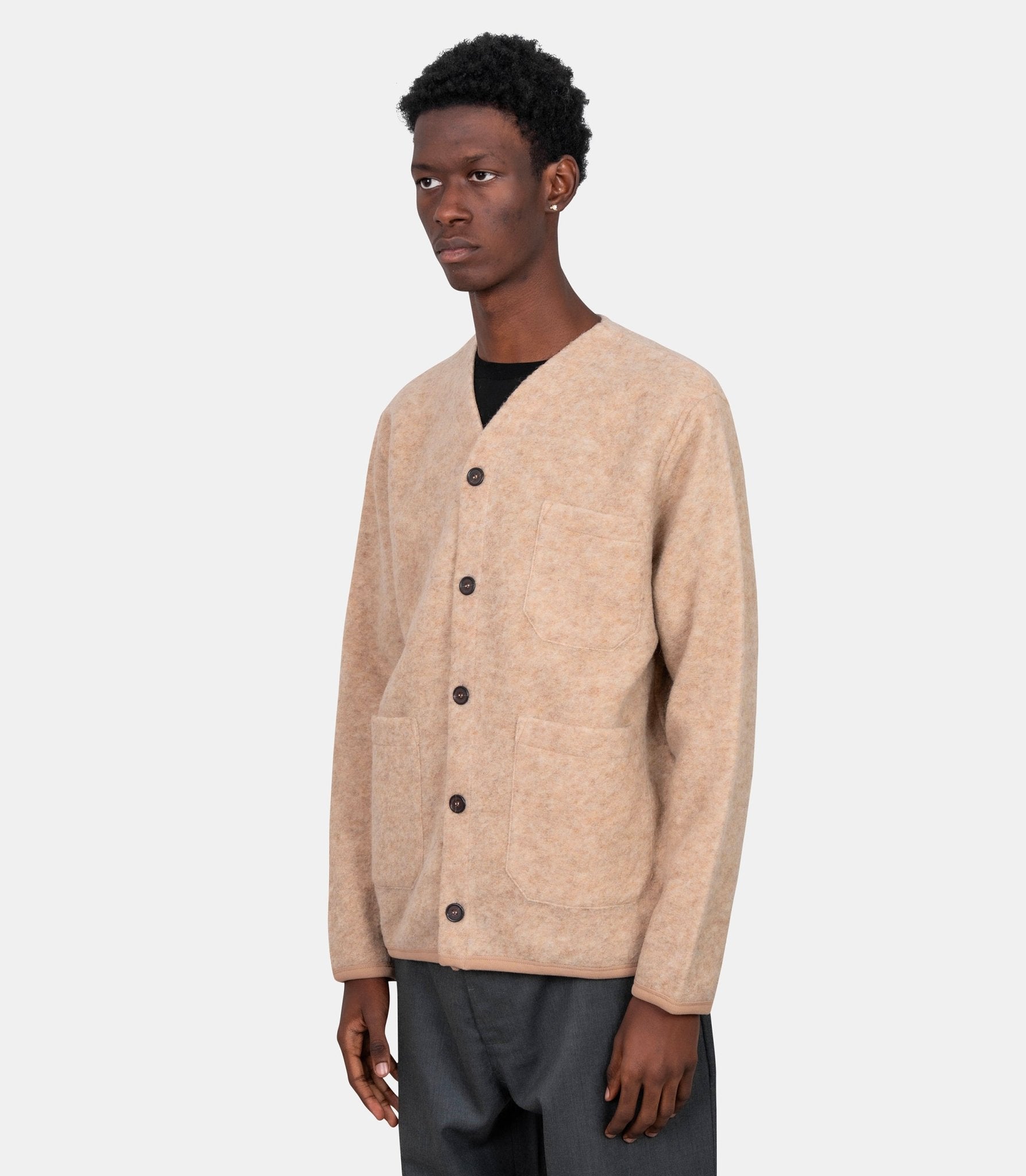 Cardigan polaire - 00016 - fawn - S - Universal works.