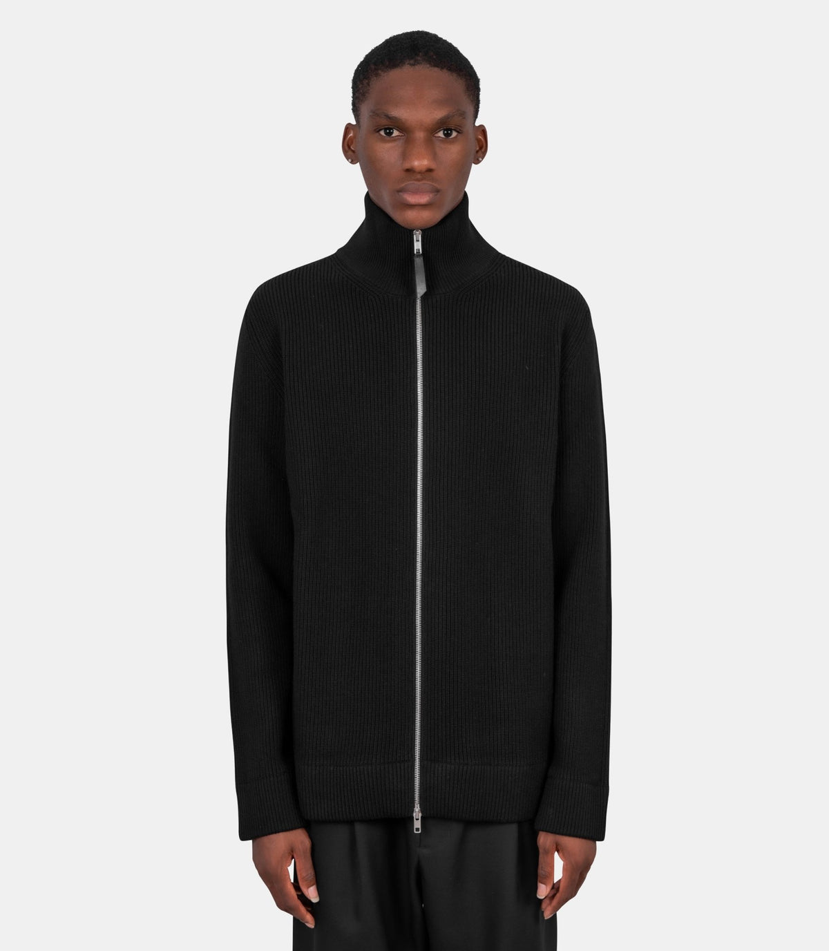 Cardigan zippé en maille-SI1HA0013-S17781-900F-M-Maison margiela