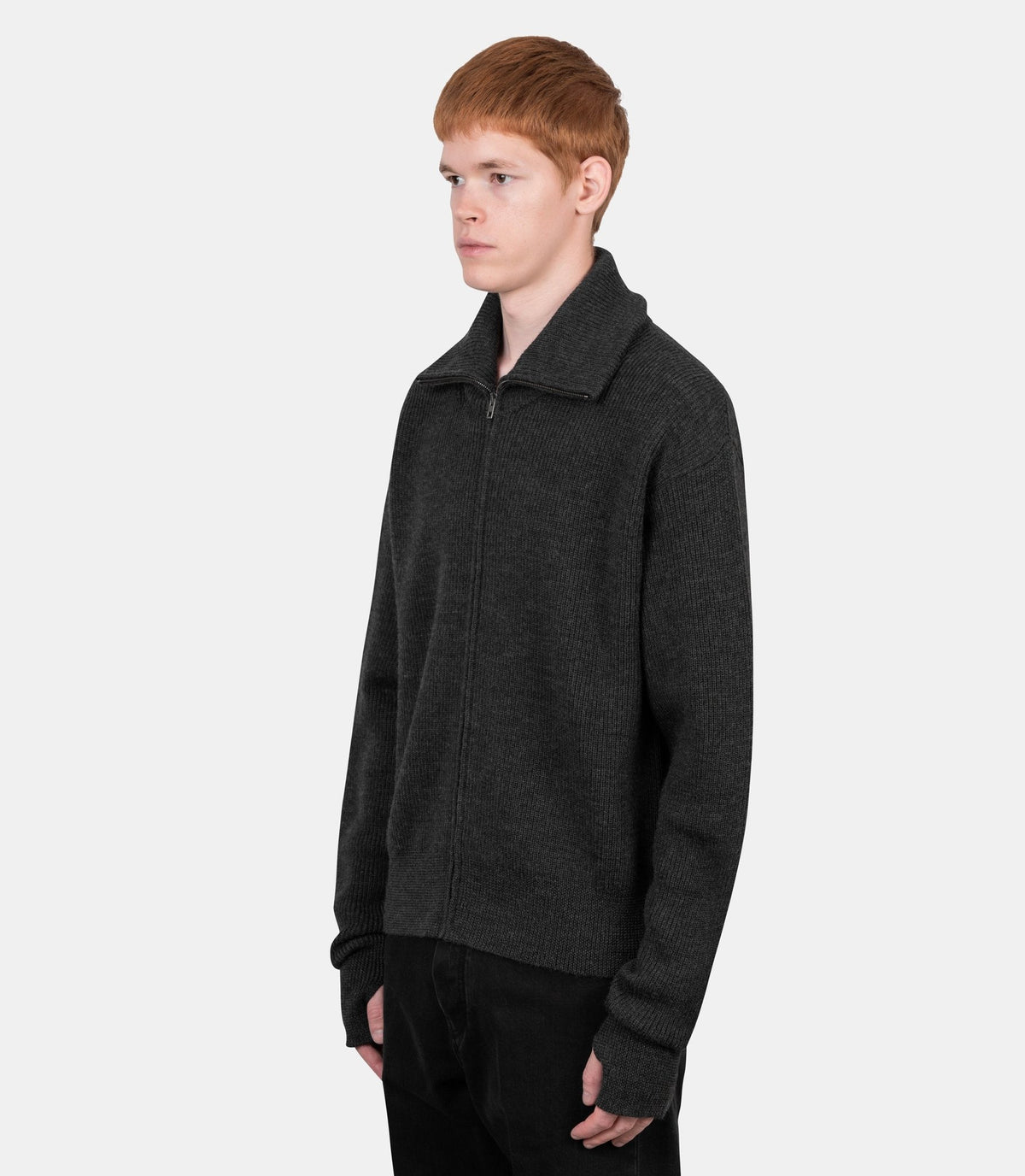 Cardigan zippé-PO0051-LK1068-BK300-M-Lemaire