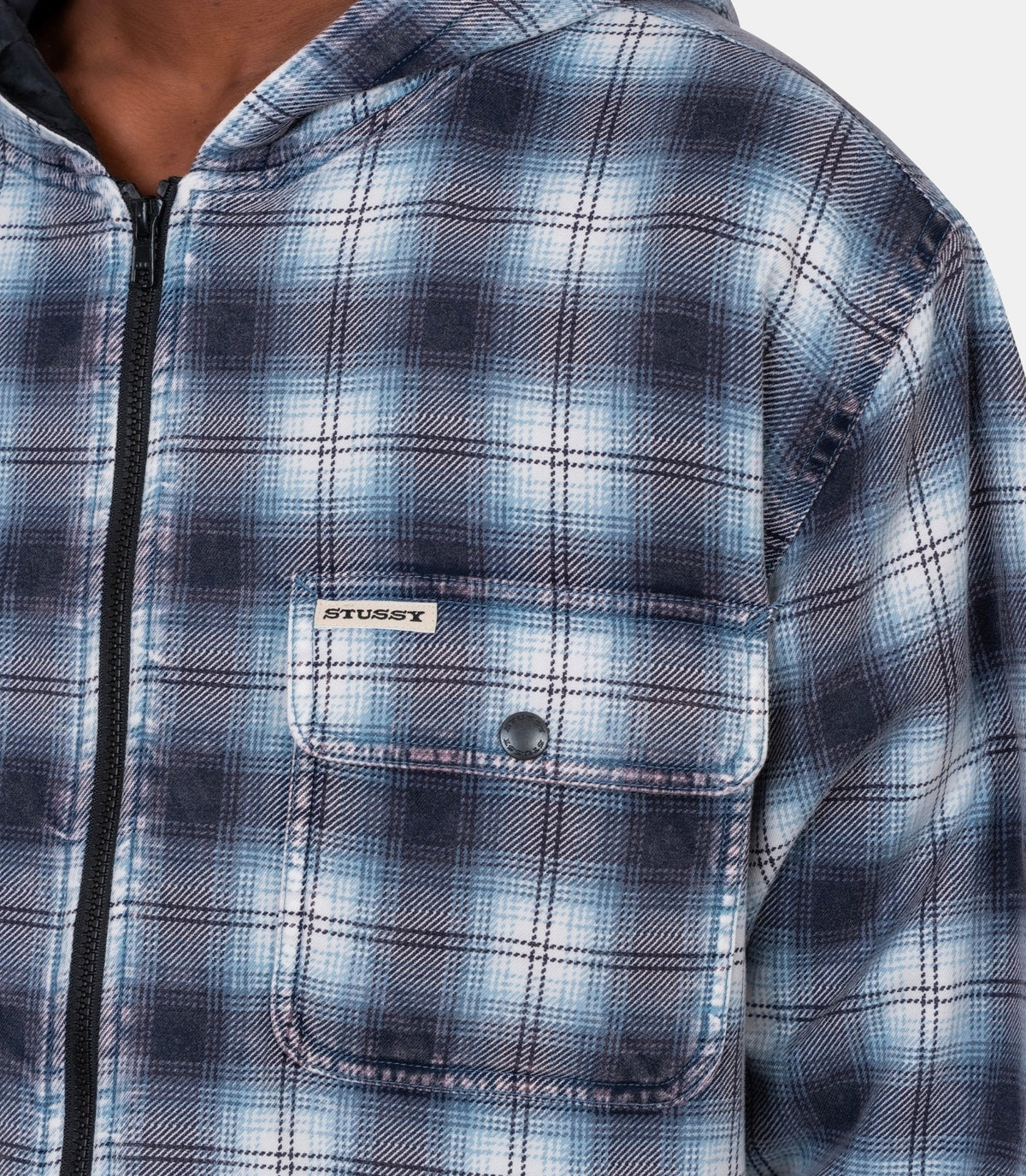 Chemise à capuche zippée plaid-1110381-0801-S-Stüssy