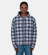 Chemise à capuche zippée plaid