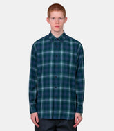 Chemise airy wool check - A25AS01WN-FOREST GREEN×NAVY-4 - Auralee