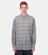 Chemise airy wool check - A25AS01WN-LIGHT BLUE×BEIGE-4 - Auralee