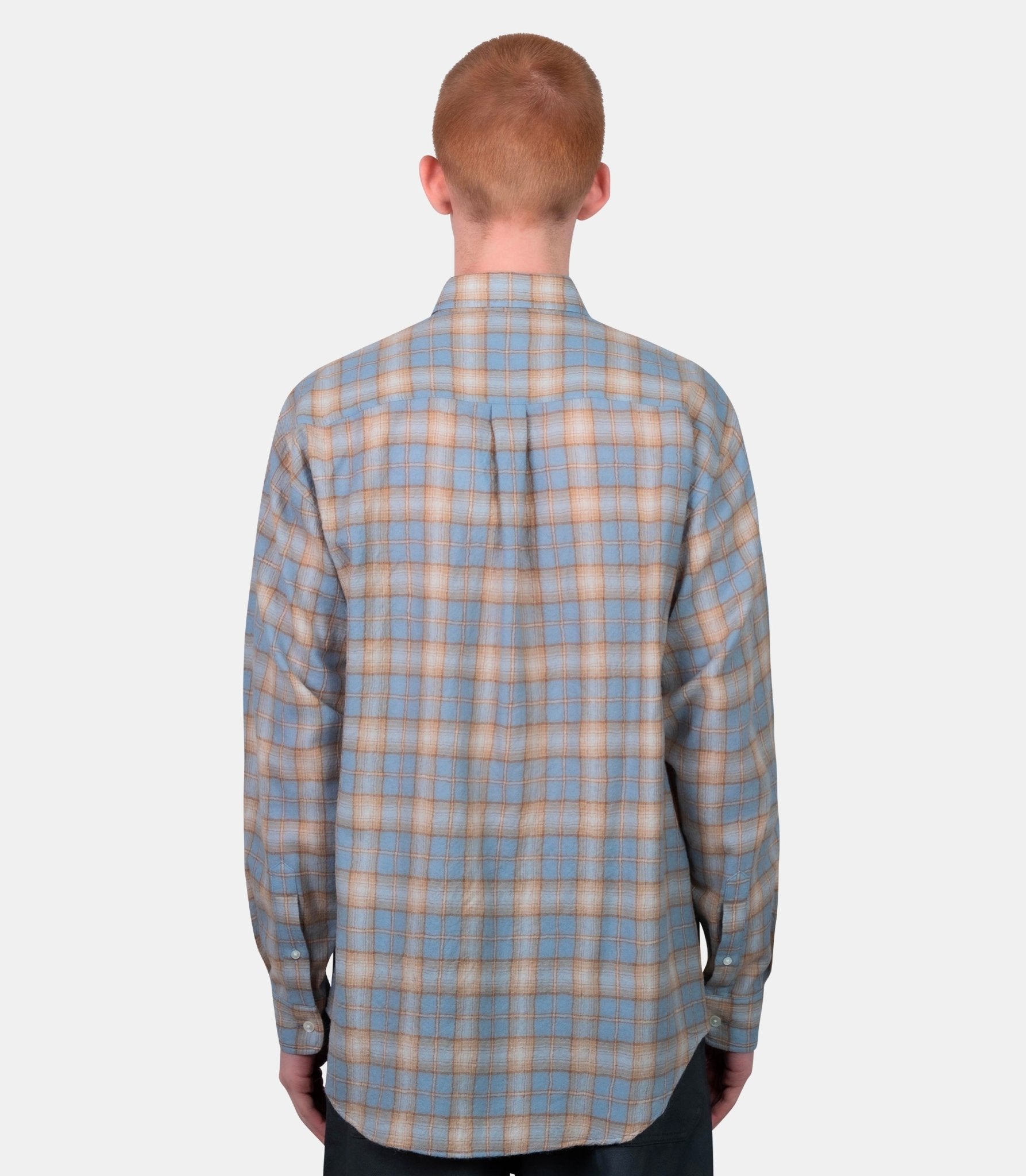 Chemise airy wool check - A25AS01WN-LIGHT BLUE×BEIGE-4 - Auralee