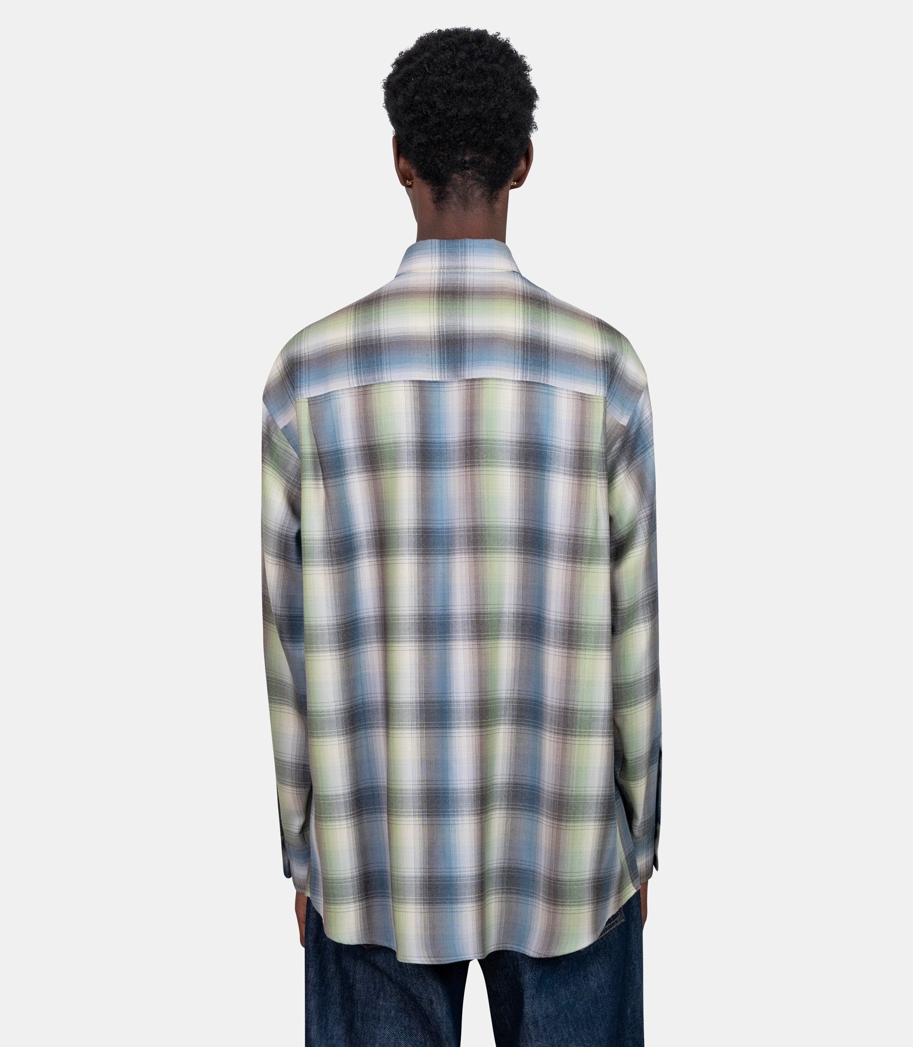 Chemise check super light - A25AS01LC - bluegreencheck - 4 - Auralee