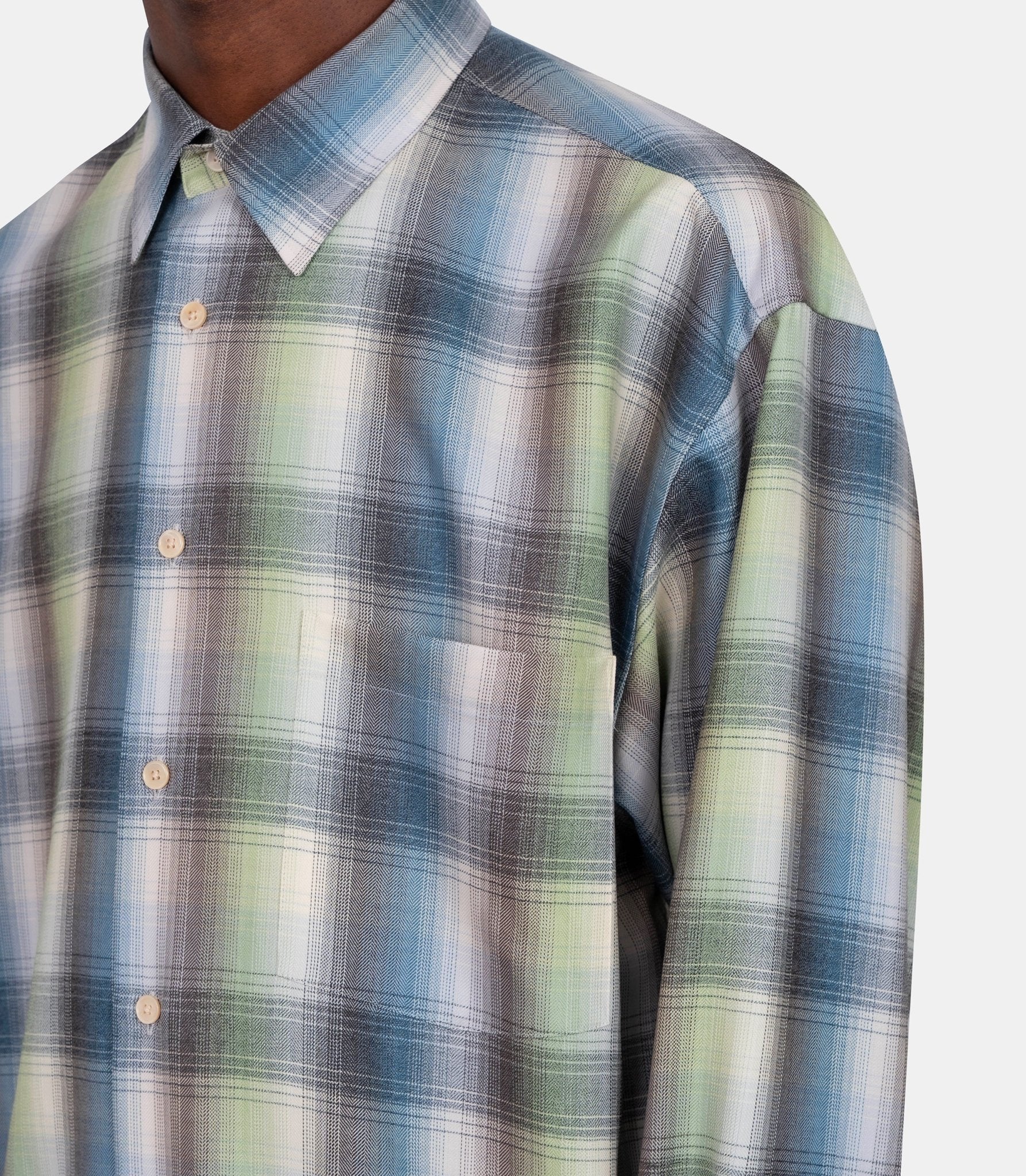 Chemise check super light - A25AS01LC - bluegreencheck - 4 - Auralee
