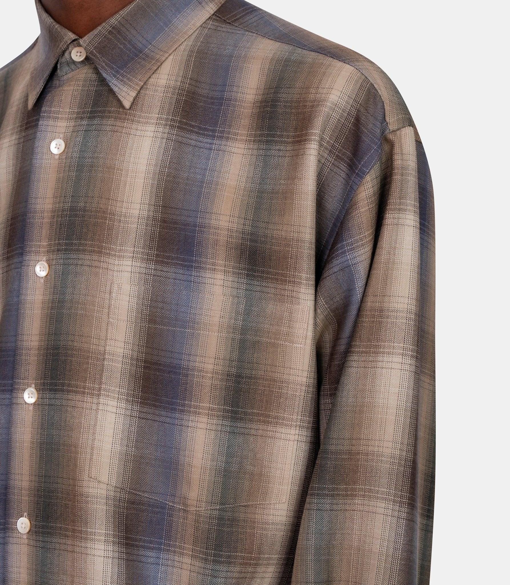 Chemise check super light - A25AS01LC - brownbluecheck - 4 - Auralee
