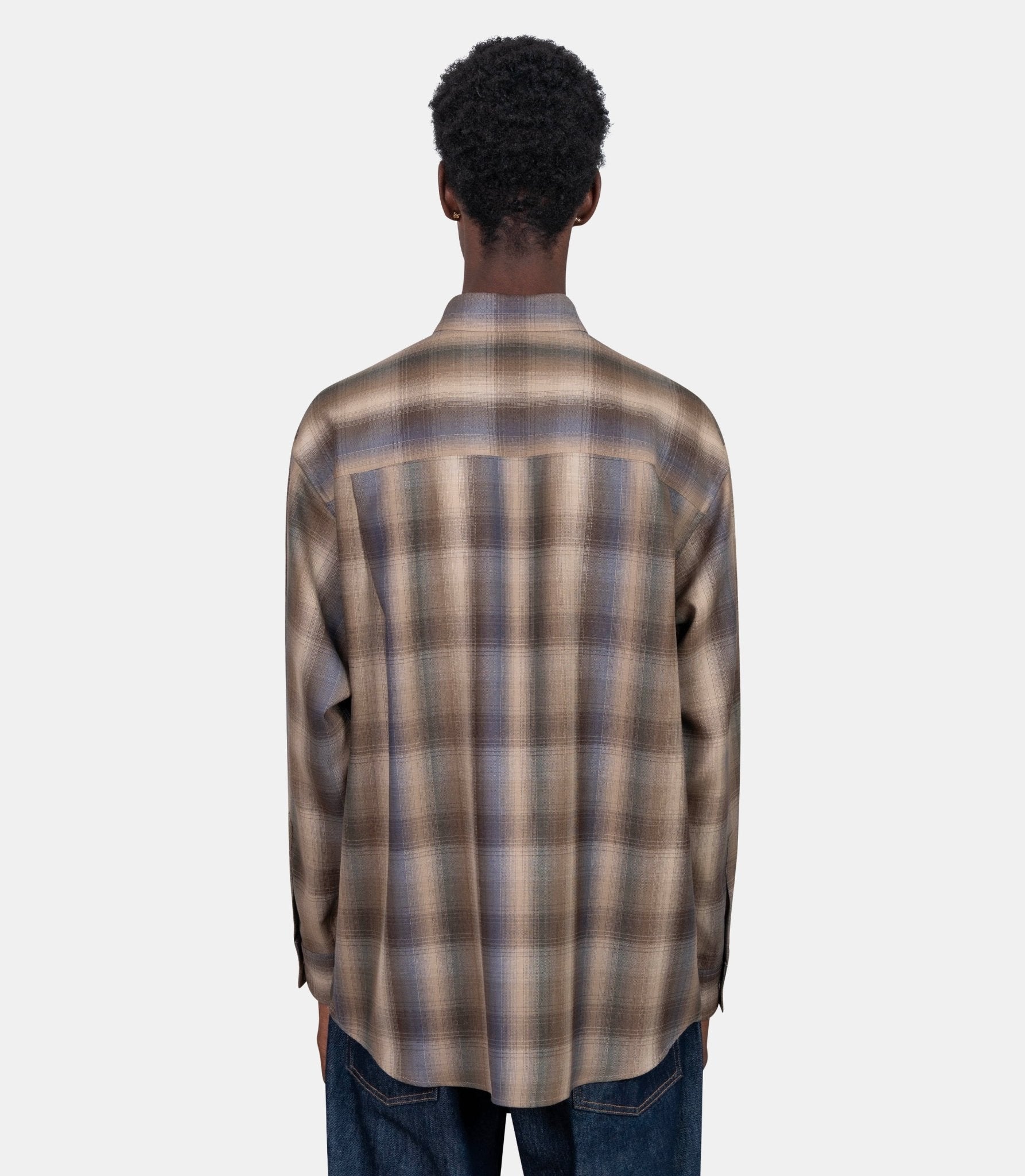 Chemise check super light - A25AS01LC - brownbluecheck - 4 - Auralee