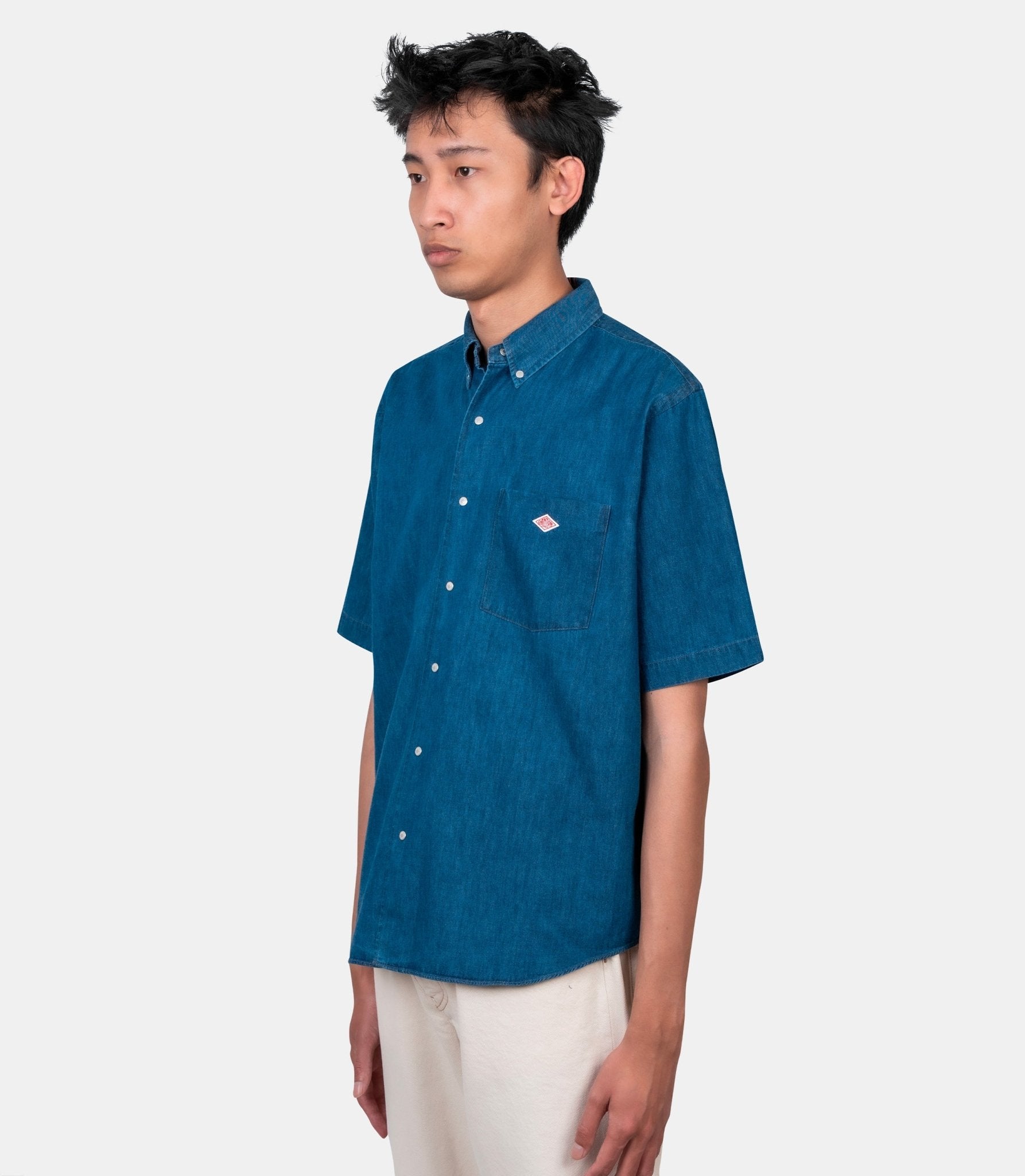 Chemise dot button b.d. - DT-B0337-DUG-LIGHT-INDIGO-38 - Danton