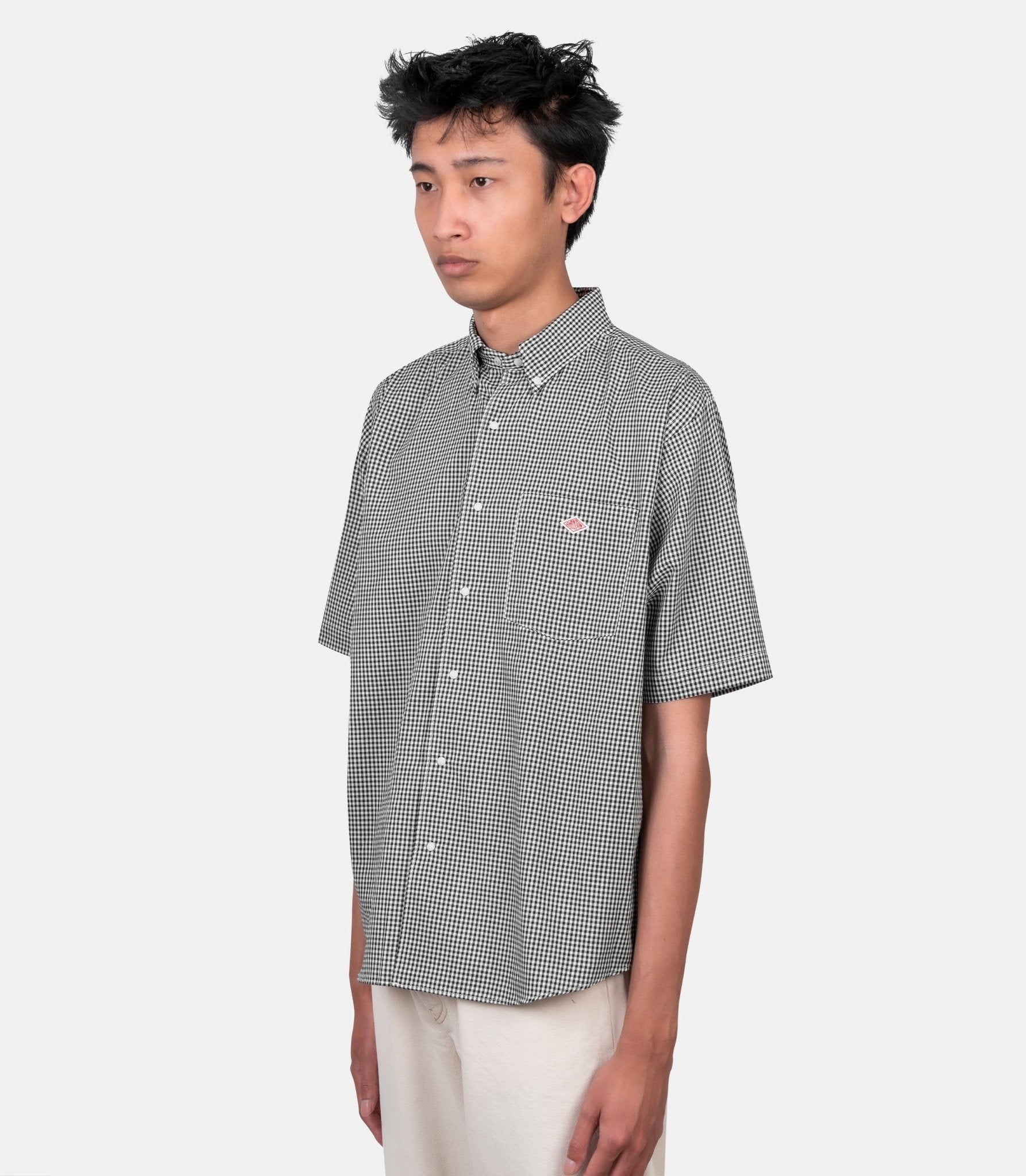 Chemise dot button b.d. - DT-B0337-POD-BLACK-GINGHAM-38 - Danton