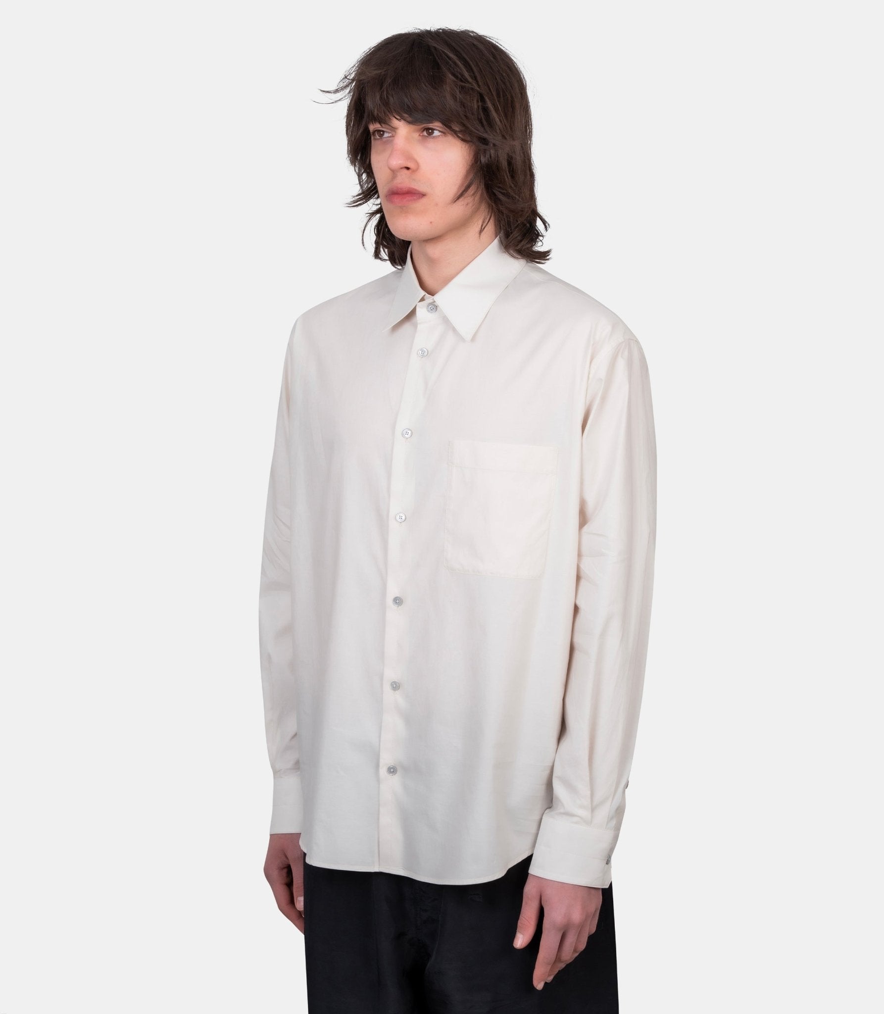 Chemise en coton et soie lavée - SH1236-LF1500-WH048-46 - Lemaire
