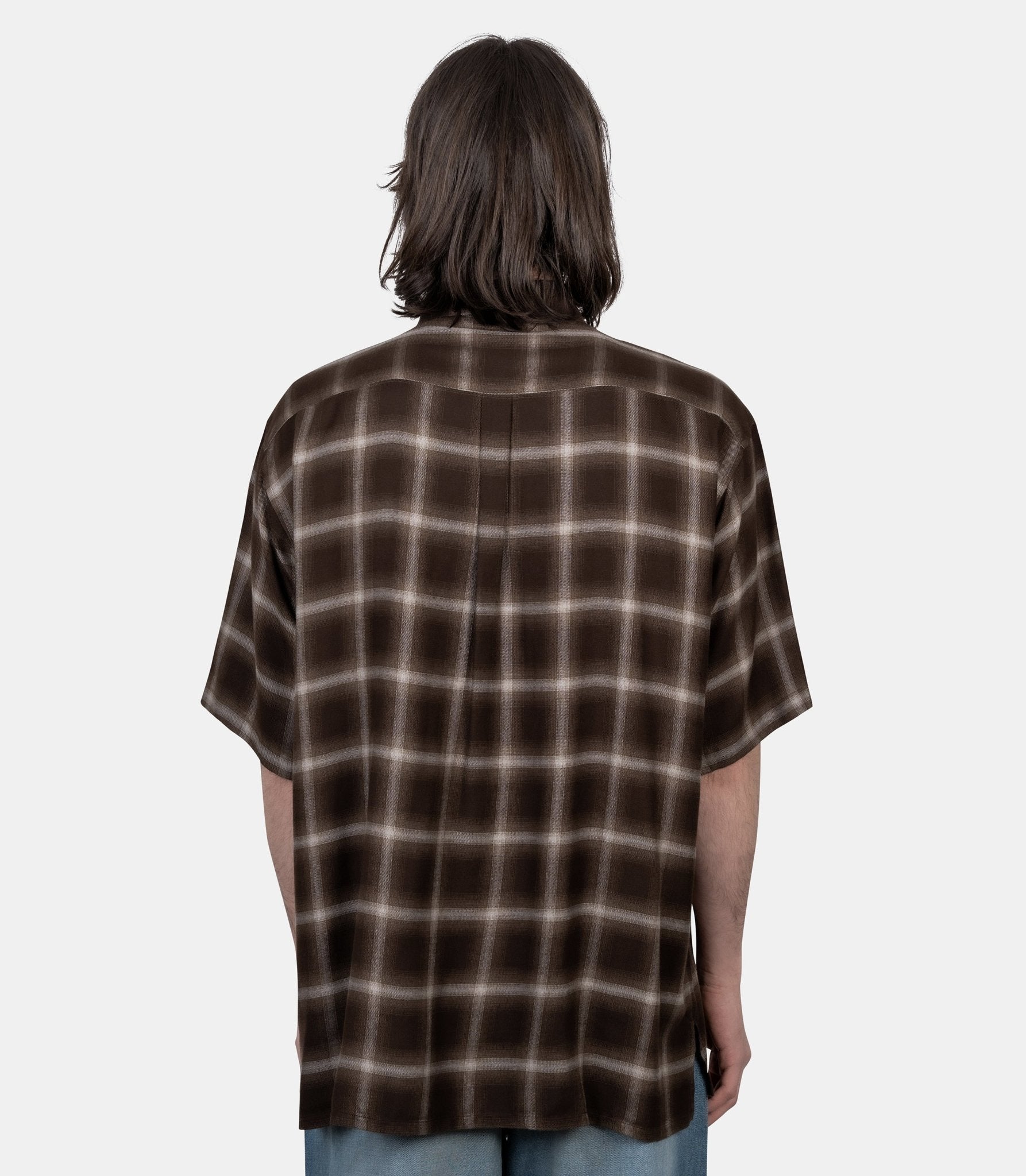 Chemise manches courtes oversized ly/vis - ST.1464-BROWNOMBRE-S - Ssstein