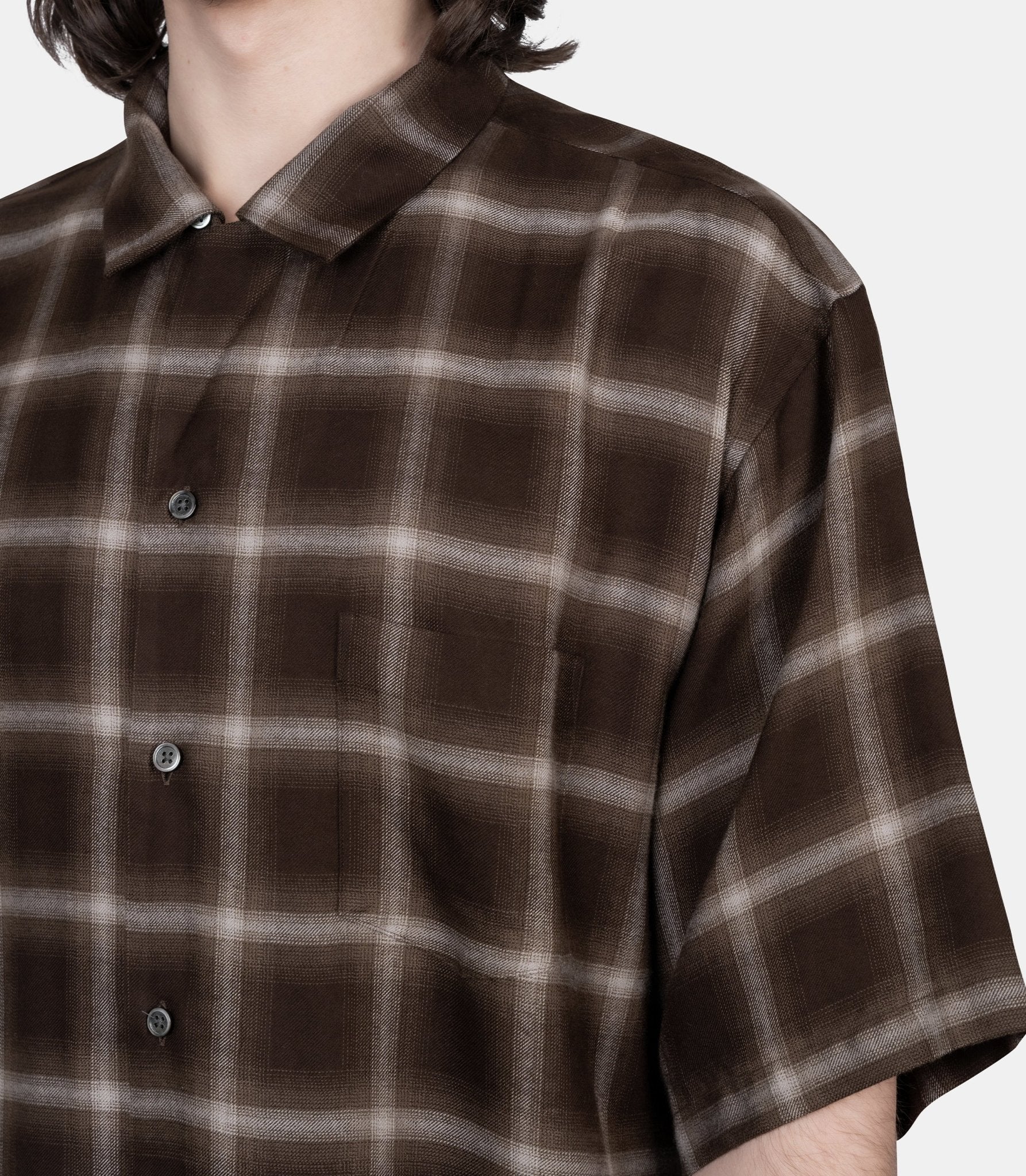 Chemise manches courtes oversized ly/vis - ST.1464-BROWNOMBRE-S - Ssstein