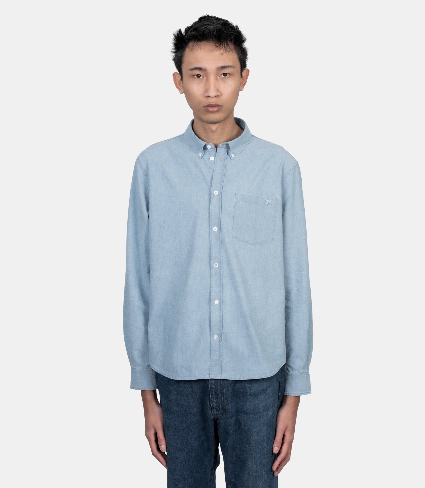Chemise regular profile fox - QM00412WC5006-0434-S - Maison kitsuné