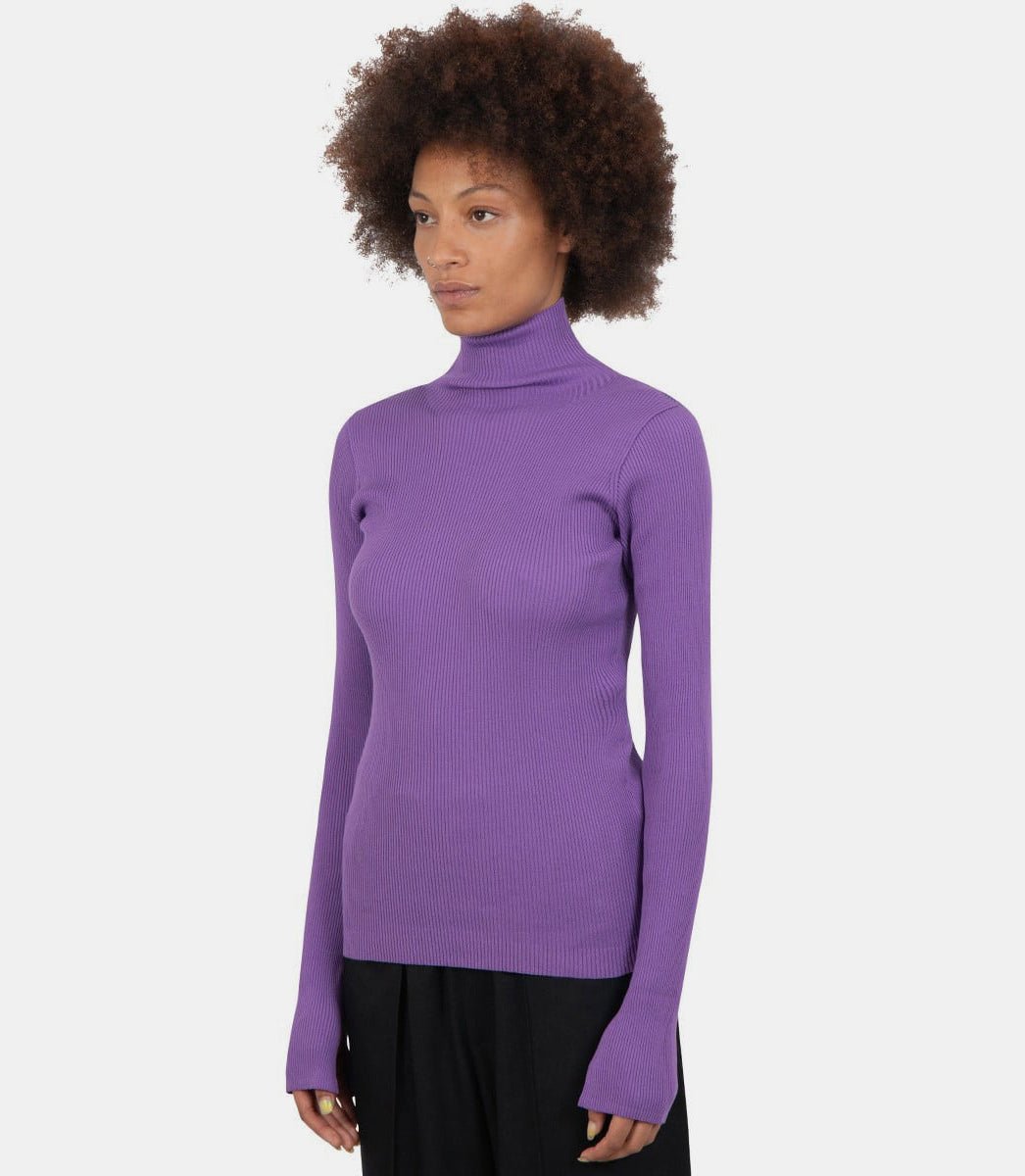 Col roulé tricoté à bord - côteA23AP02HR - PURPLE - FW23 - 0Auralee