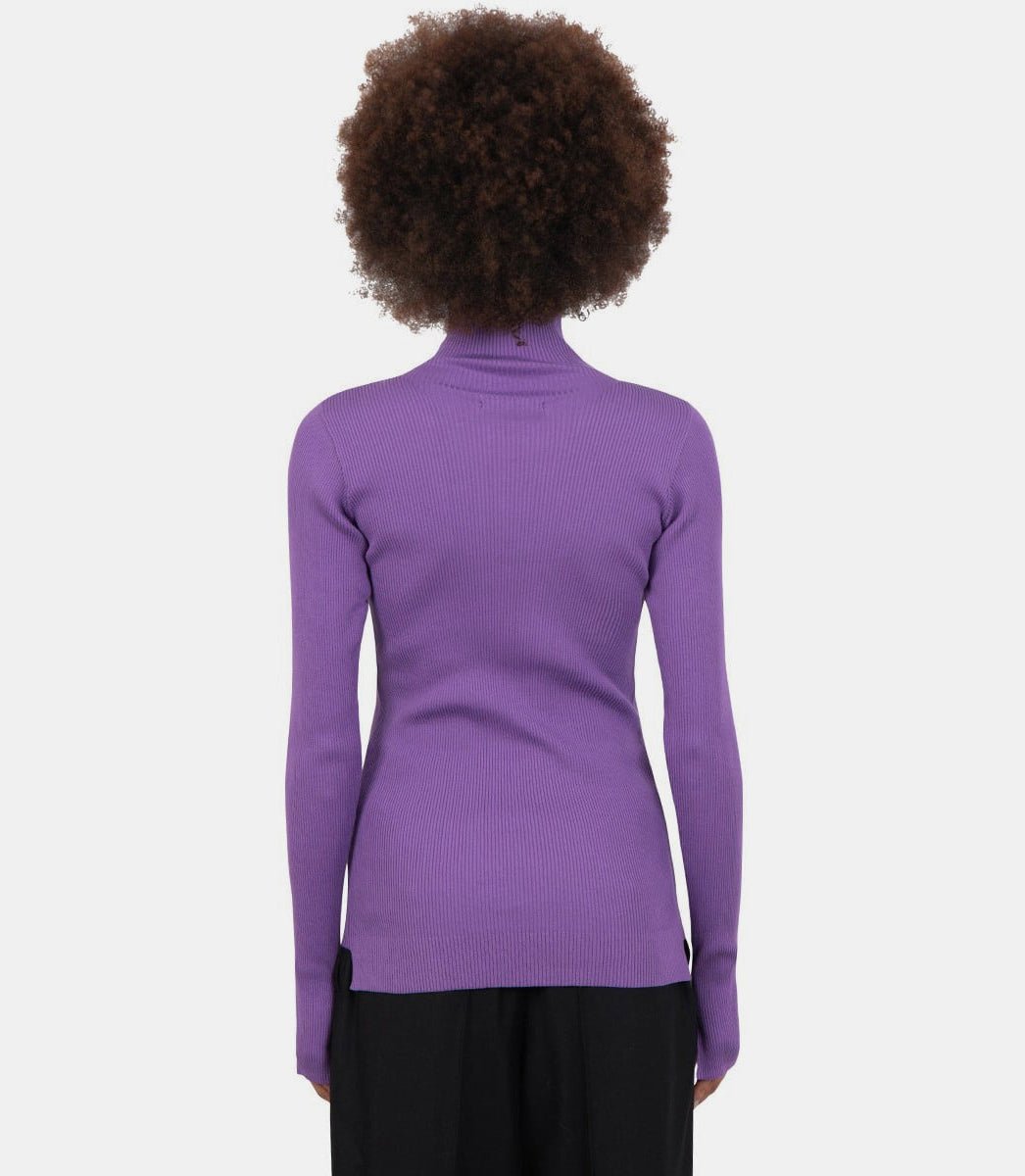 Col roulé tricoté à bord - côteA23AP02HR - PURPLE - FW23 - 0Auralee