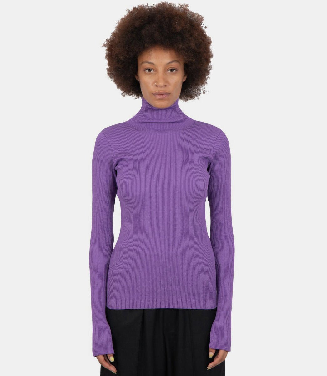 Col roulé tricoté à bord - côteA23AP02HR - PURPLE - FW23 - 0Auralee