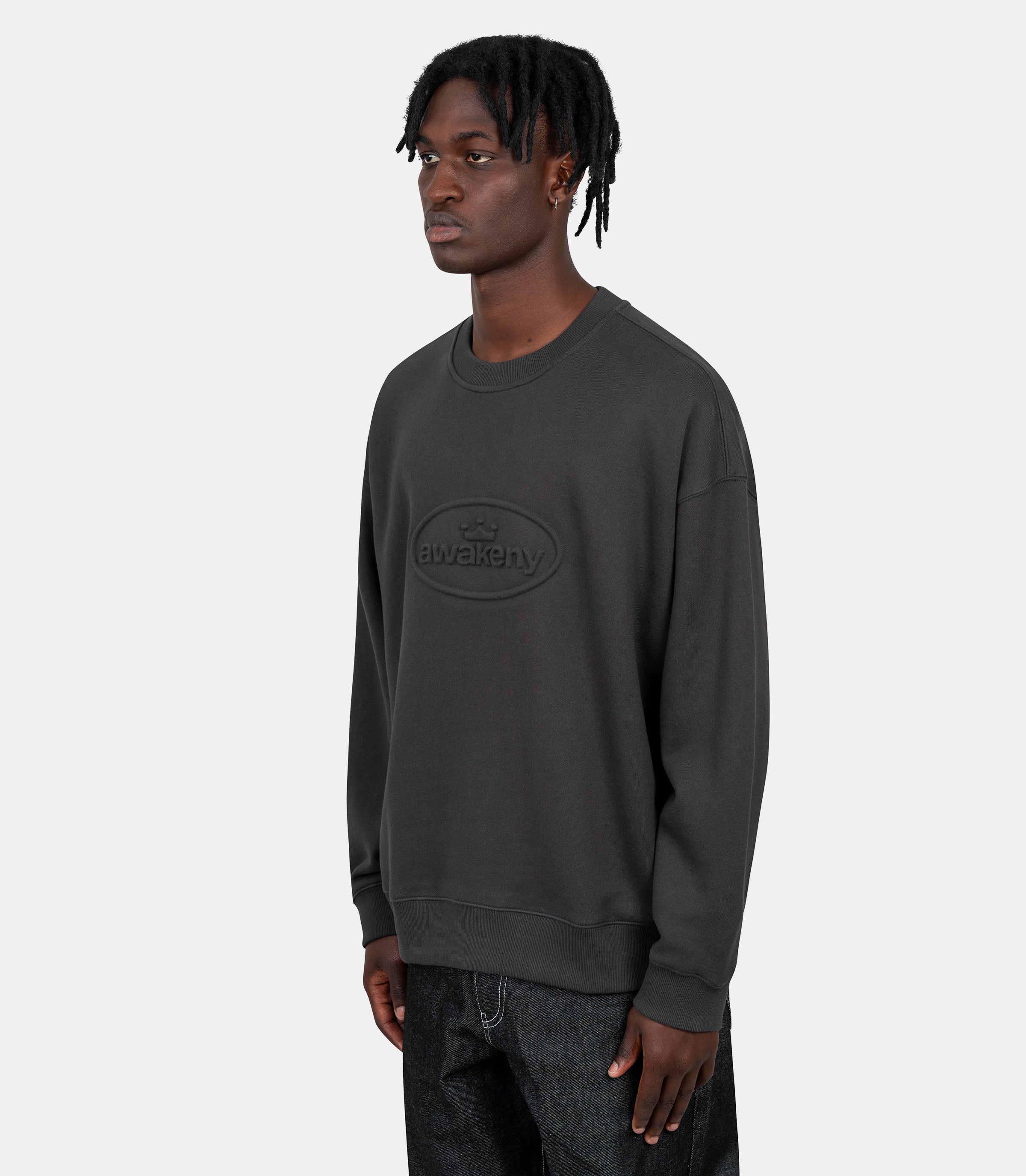 Crewneck débossé - AWK - SP25 - CN001 - BL - S - Awake ny