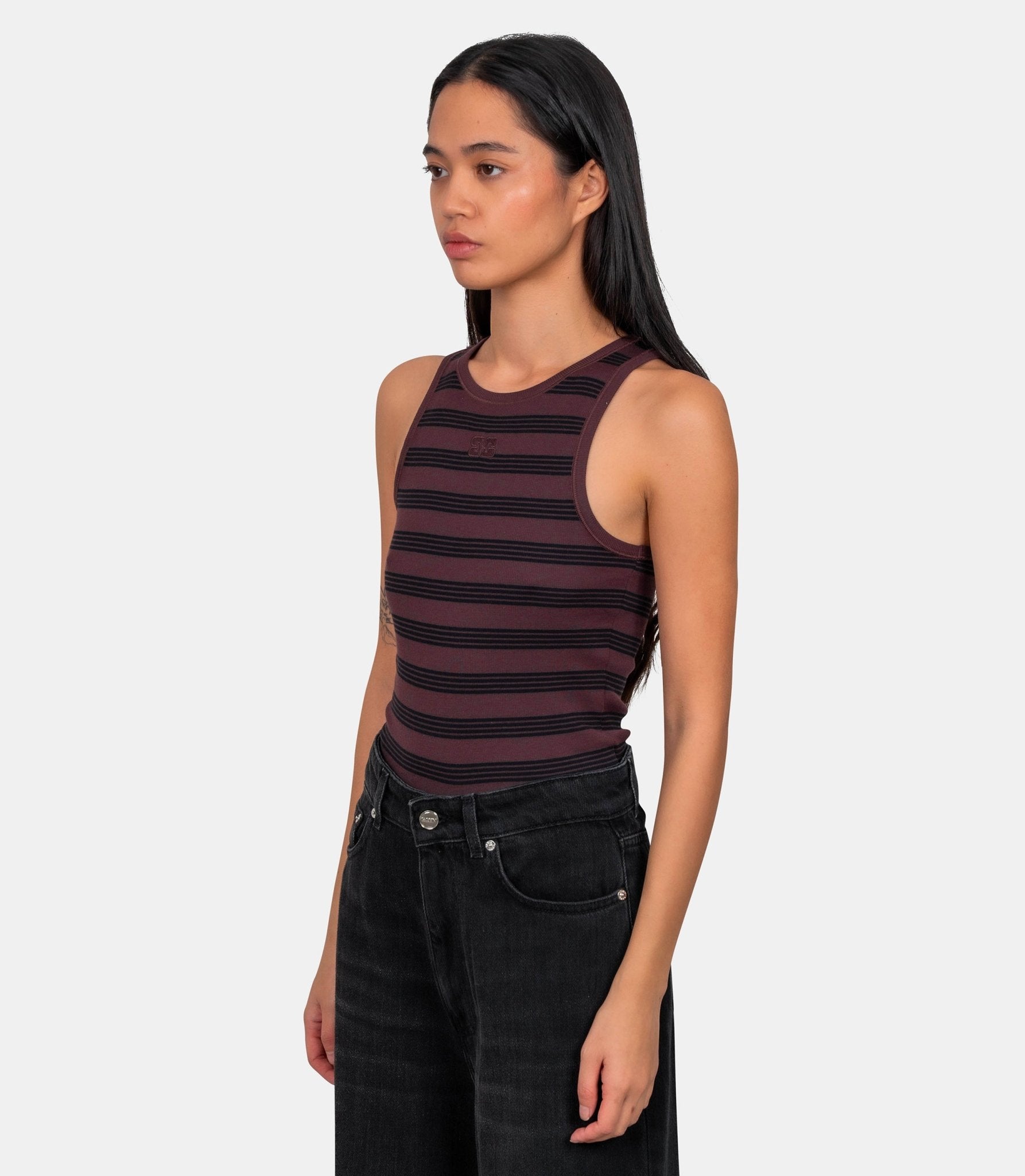 Débardeur soft cotton rib - A1050049-00B-XS - Ganni