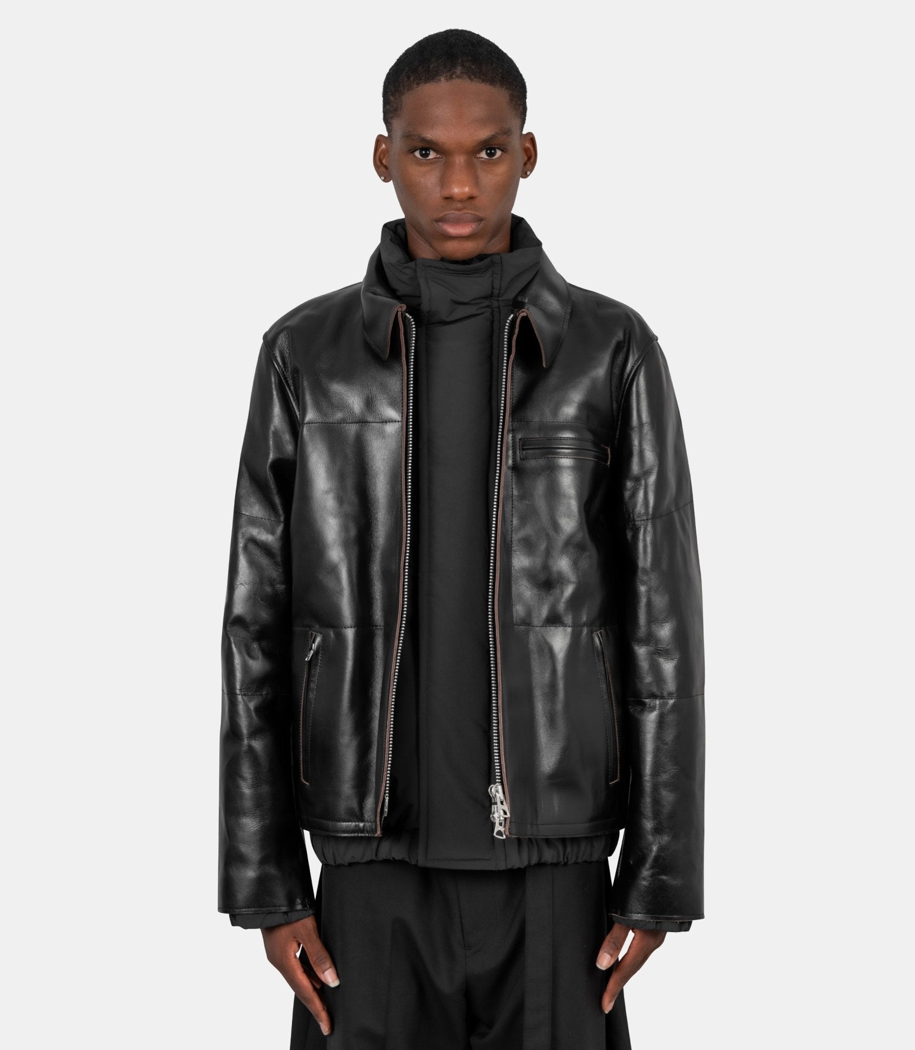 Doudoune en cuir-26-04119M-3-Sacai