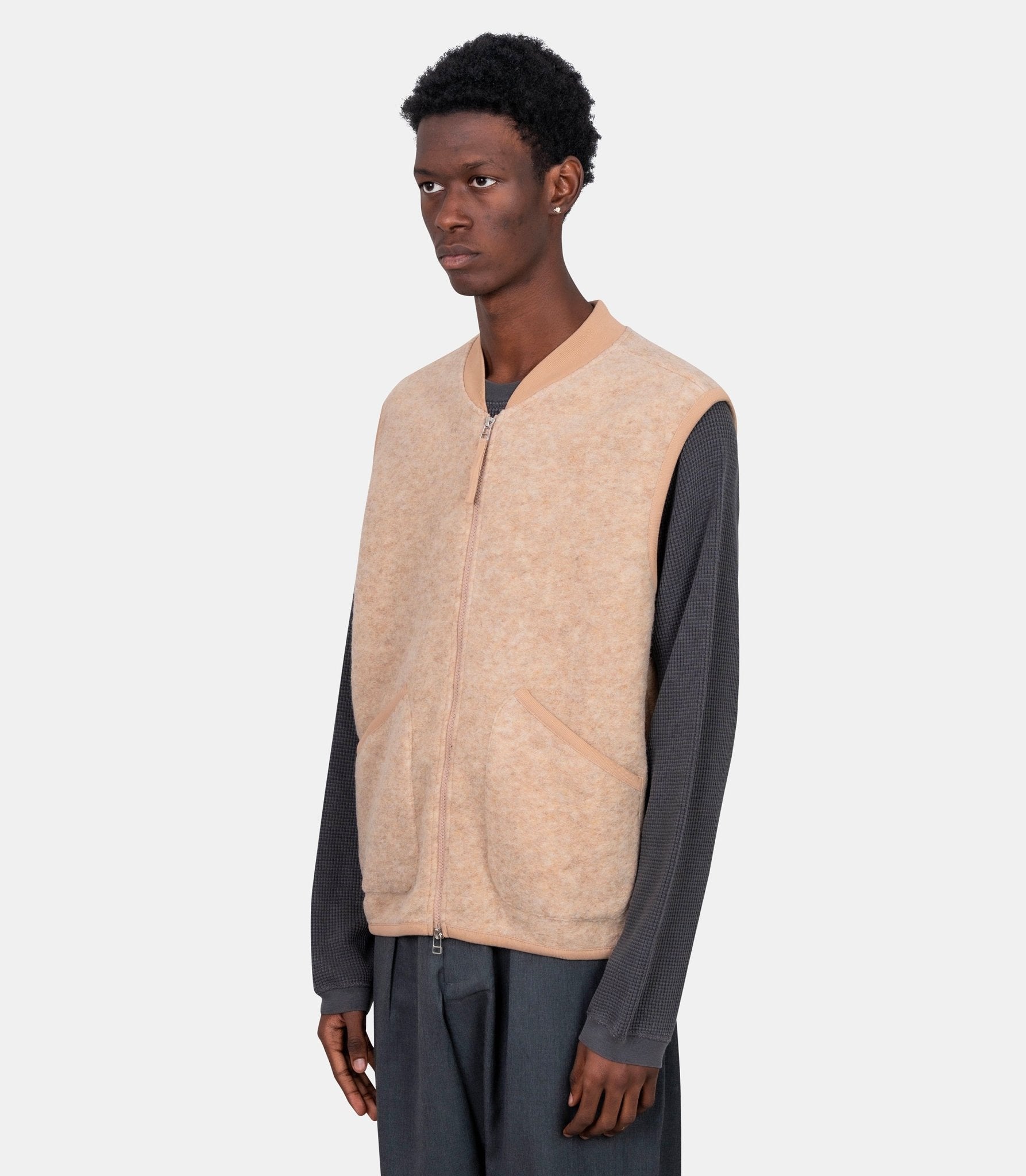 Gilet zip - 00015 - fawn - S - Universal works.