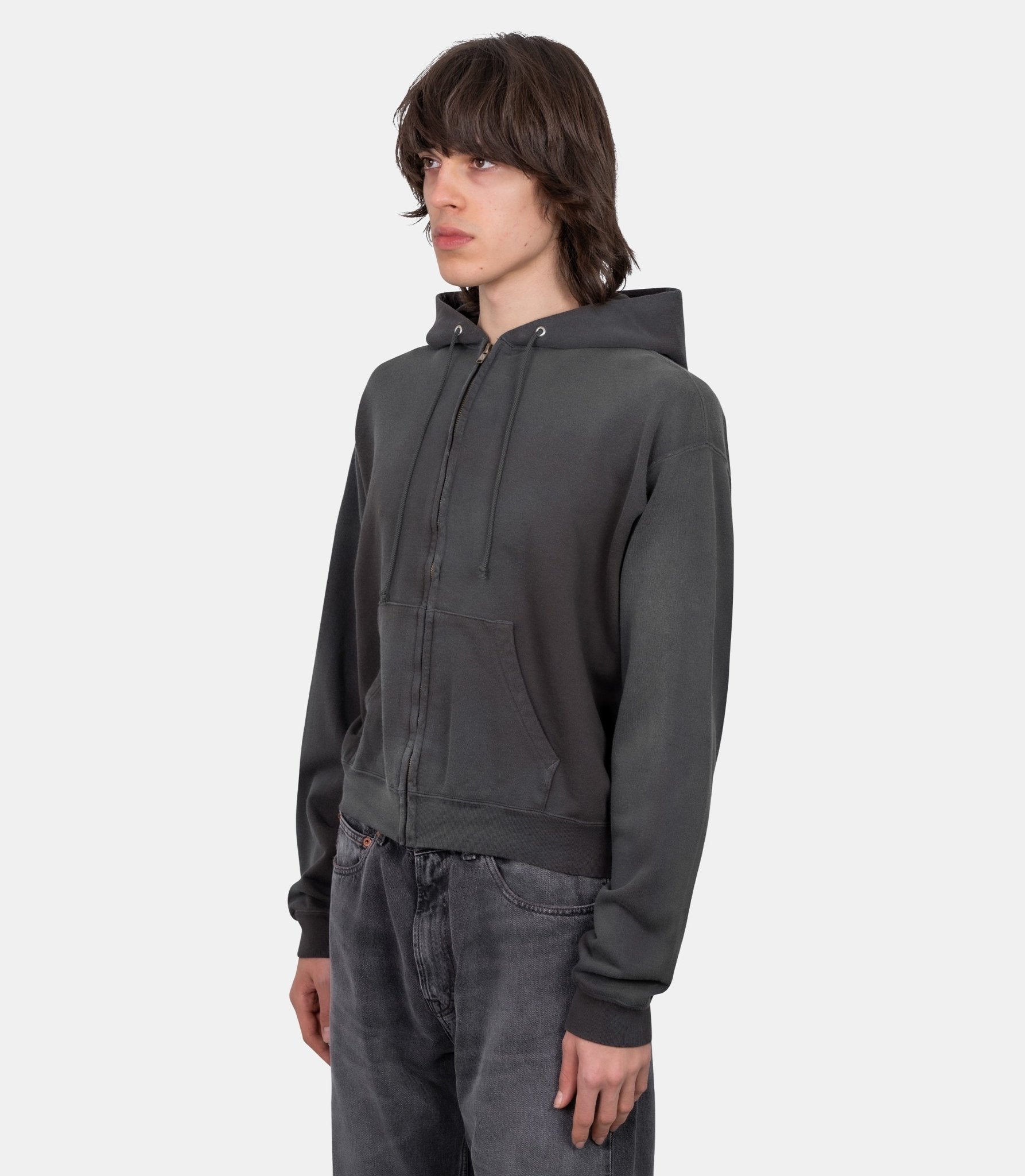 Hoodie teinté zippé - A25AP01MS-inkblack-4 - Auralee