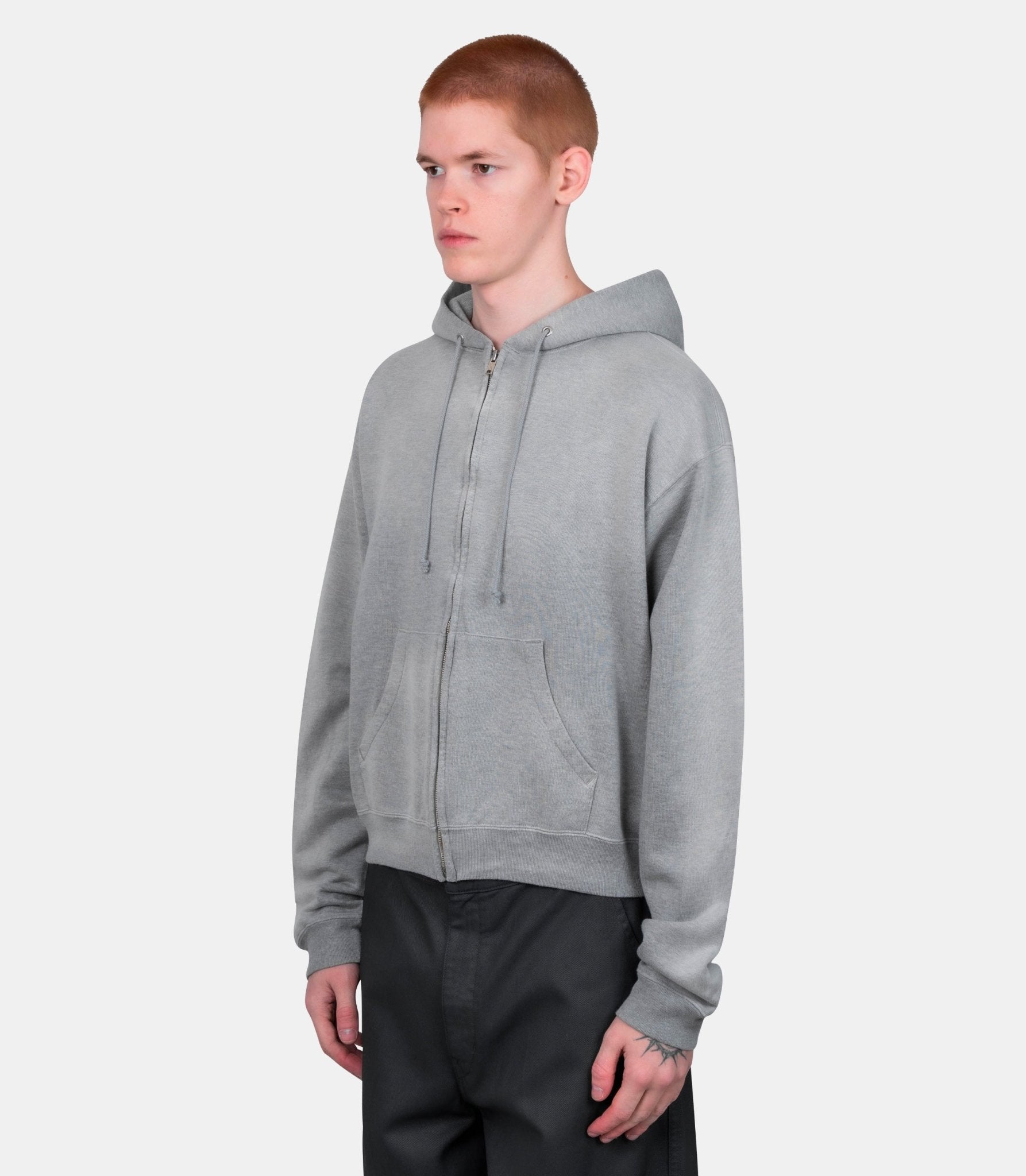 Hoodie teinté zippé - A25AP01MS-topgray-4 - Auralee