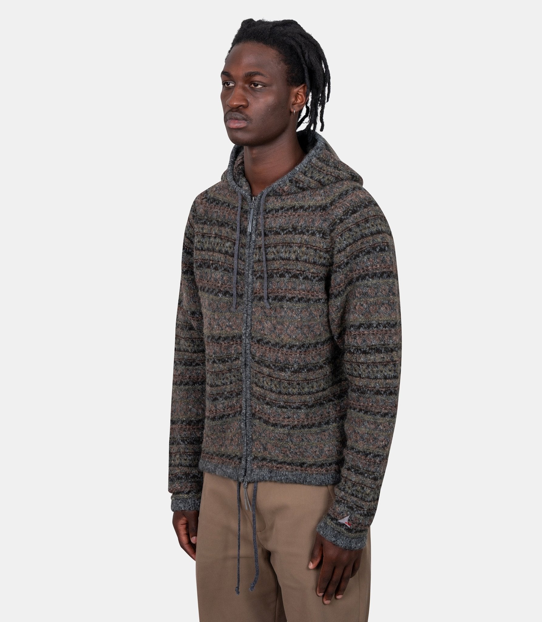Hoodie zippé fair isle felted knit - RBMW0520YA74 - GRN0012 - M - Roa