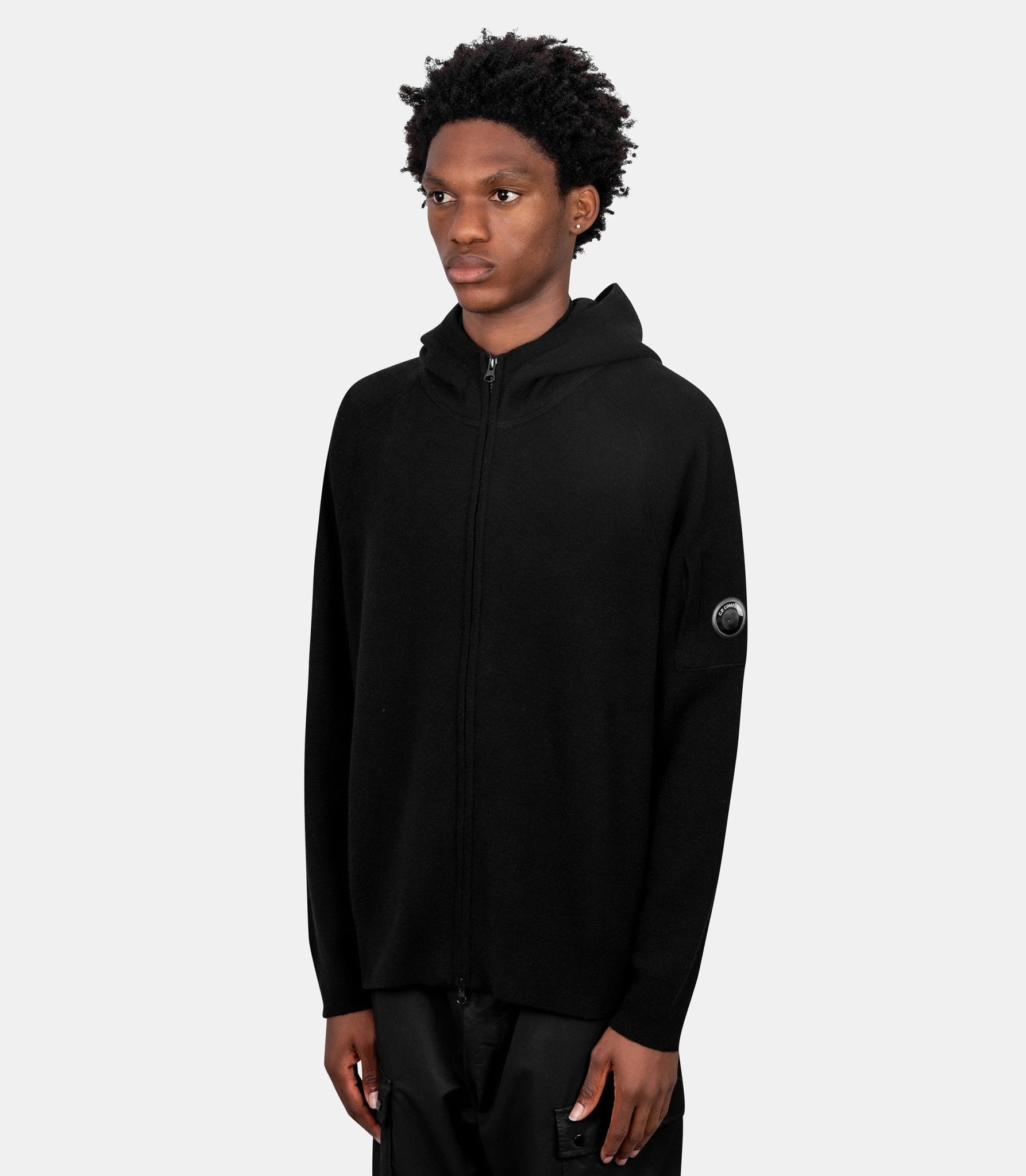 Hoodie zippé grs lambswool-21CMKN097A-110149A-999-S-C.p. company